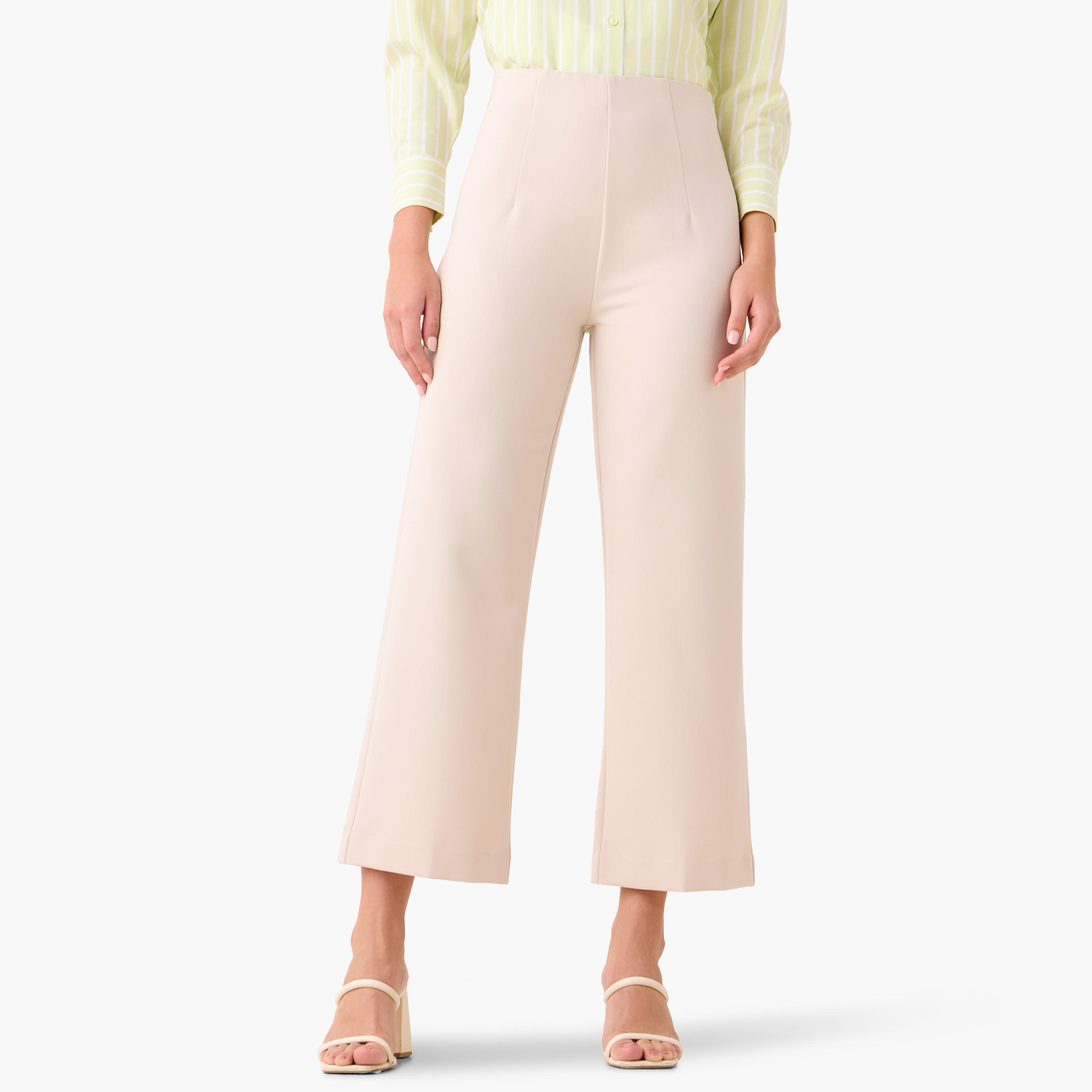 Pleated Wide Leg Trousers with Zip Closure-women-clothing-bottoms-trousers-image-1