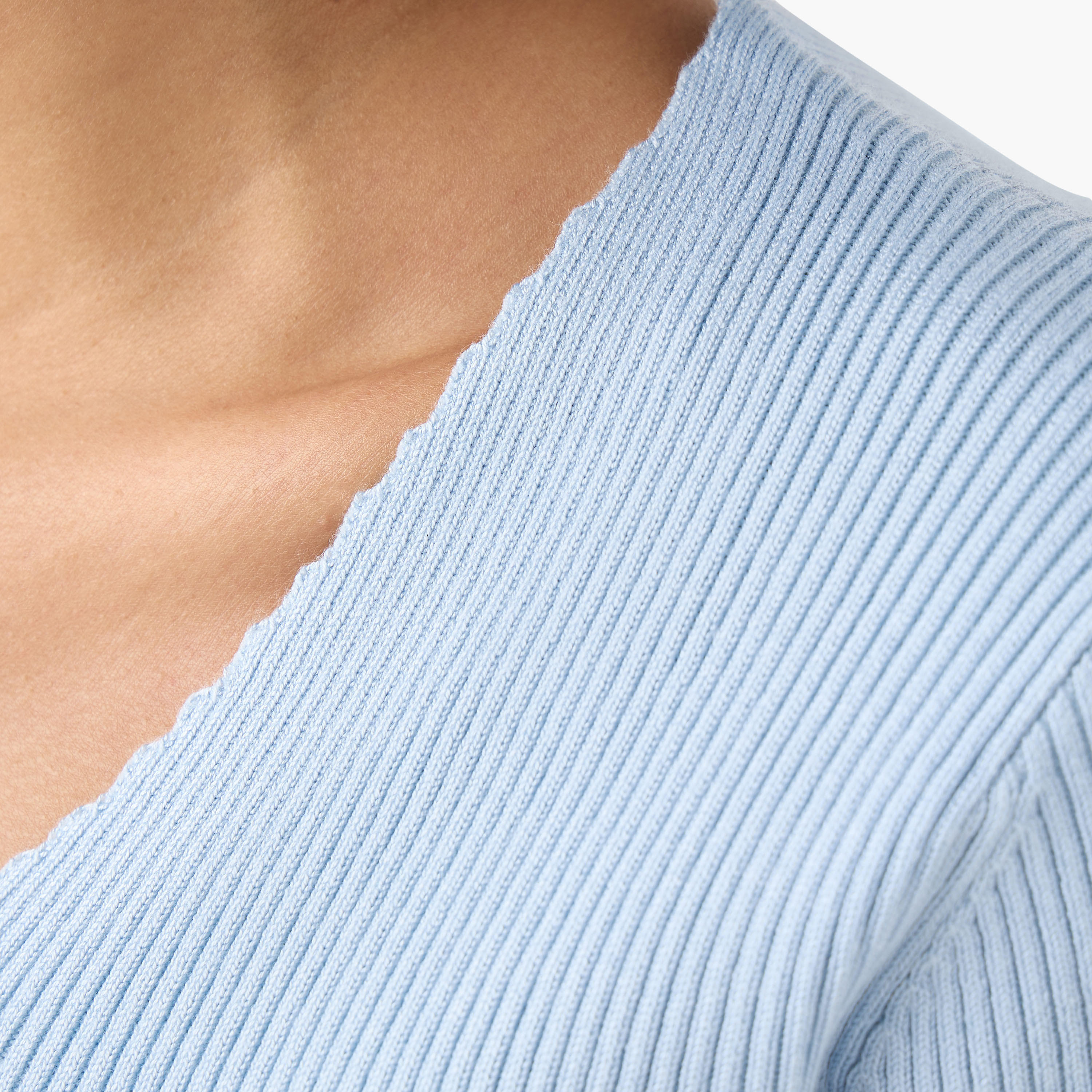 Ribbed V-neck Tricot Top with Short Sleeves-women-clothing-tshirts-image-5