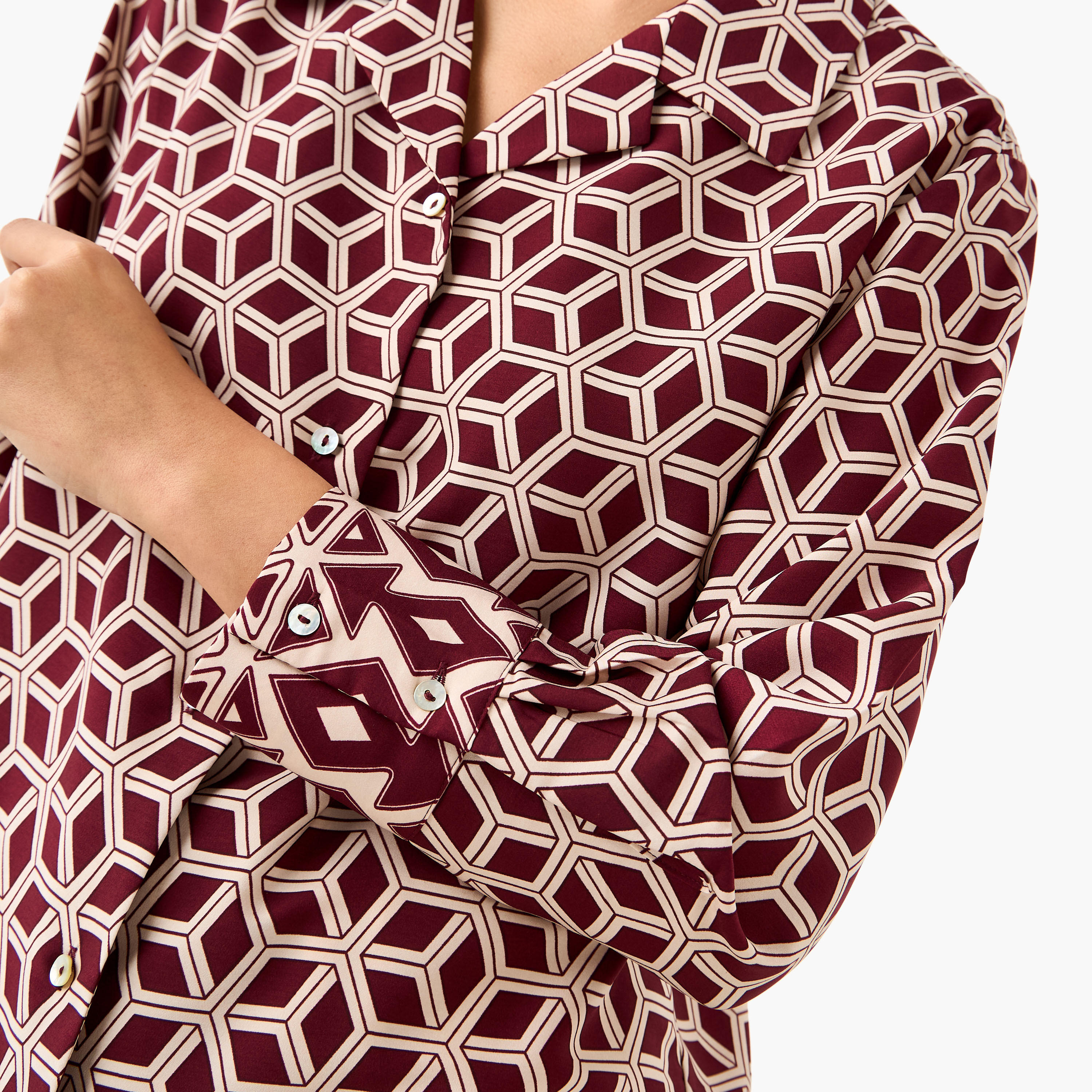 Regular Fit Printed Collared Satin Shirt-women-clothing-shirtsandblouses-shirts-image-4