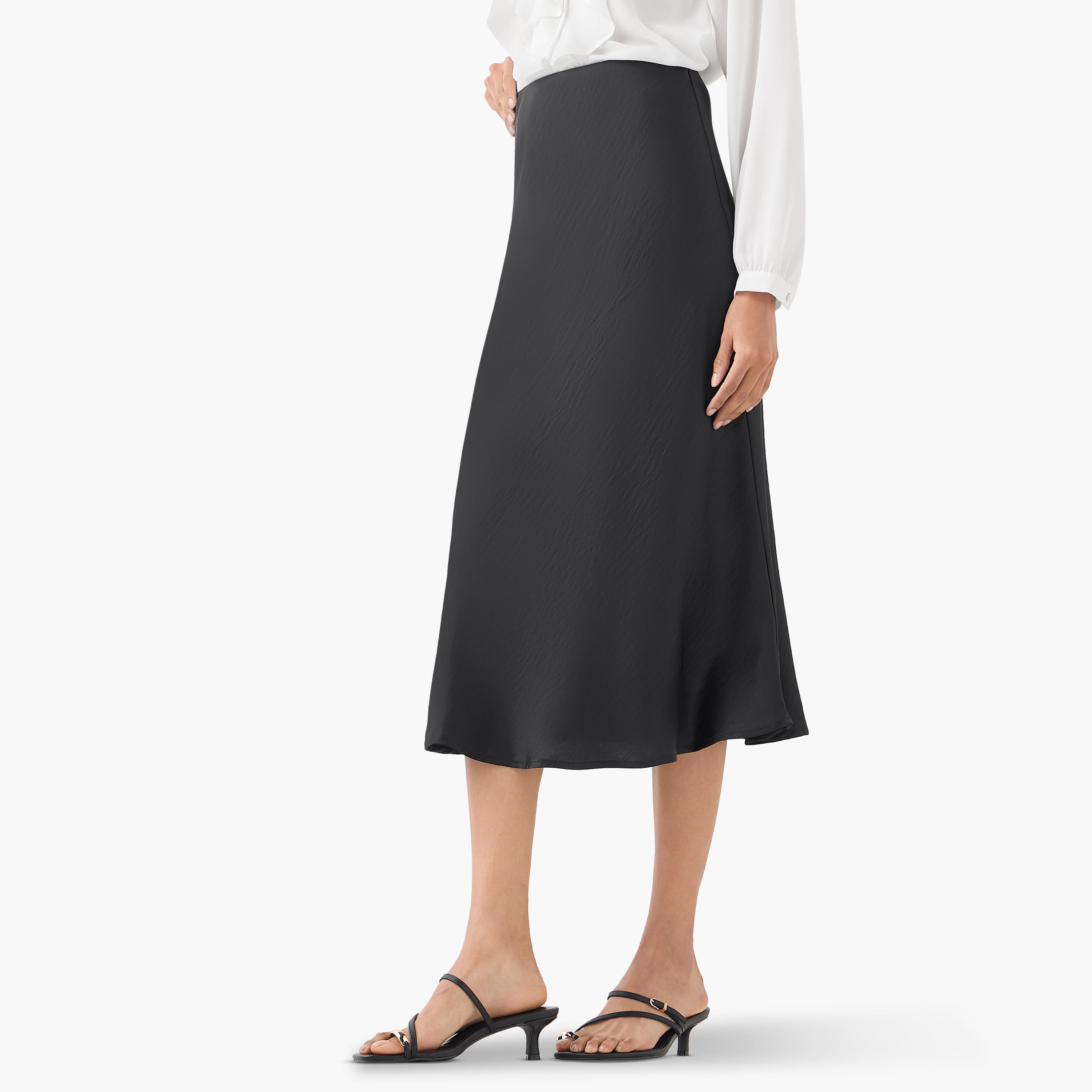 تنورة واسعة بارزة الملمس بخصر مطاطي-women-clothing-bottoms-skirts-image-5