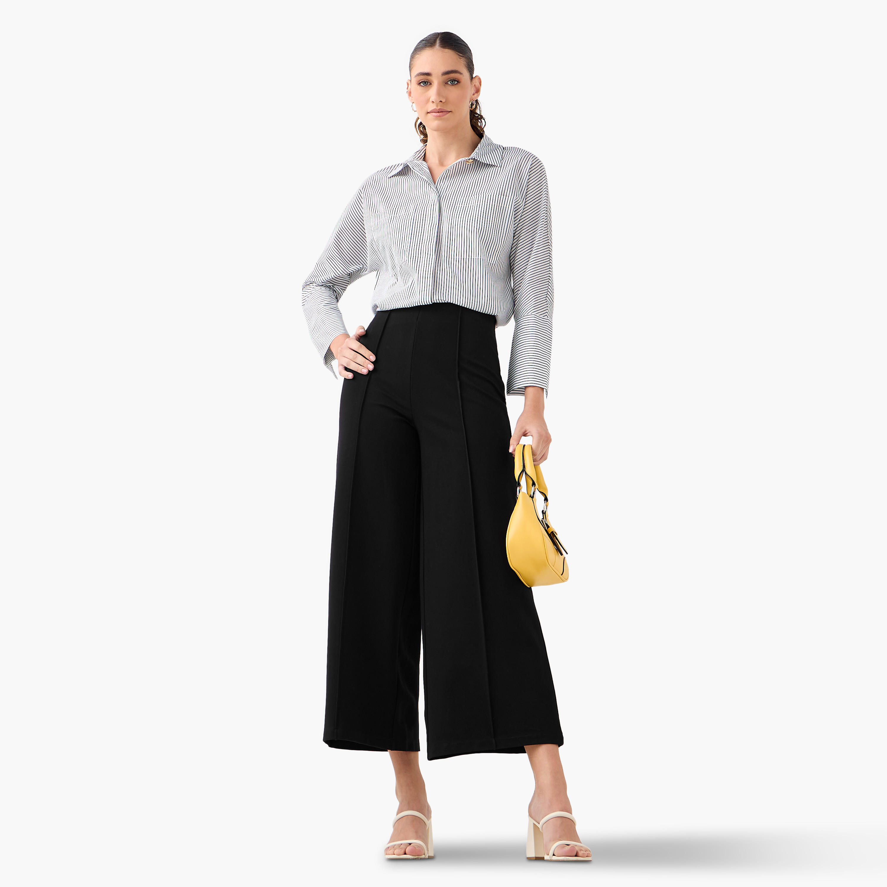 Regular Fit Striped Collared Shirt with Chest Pockets-women-clothing-shirtsandblouses-shirts-image-2