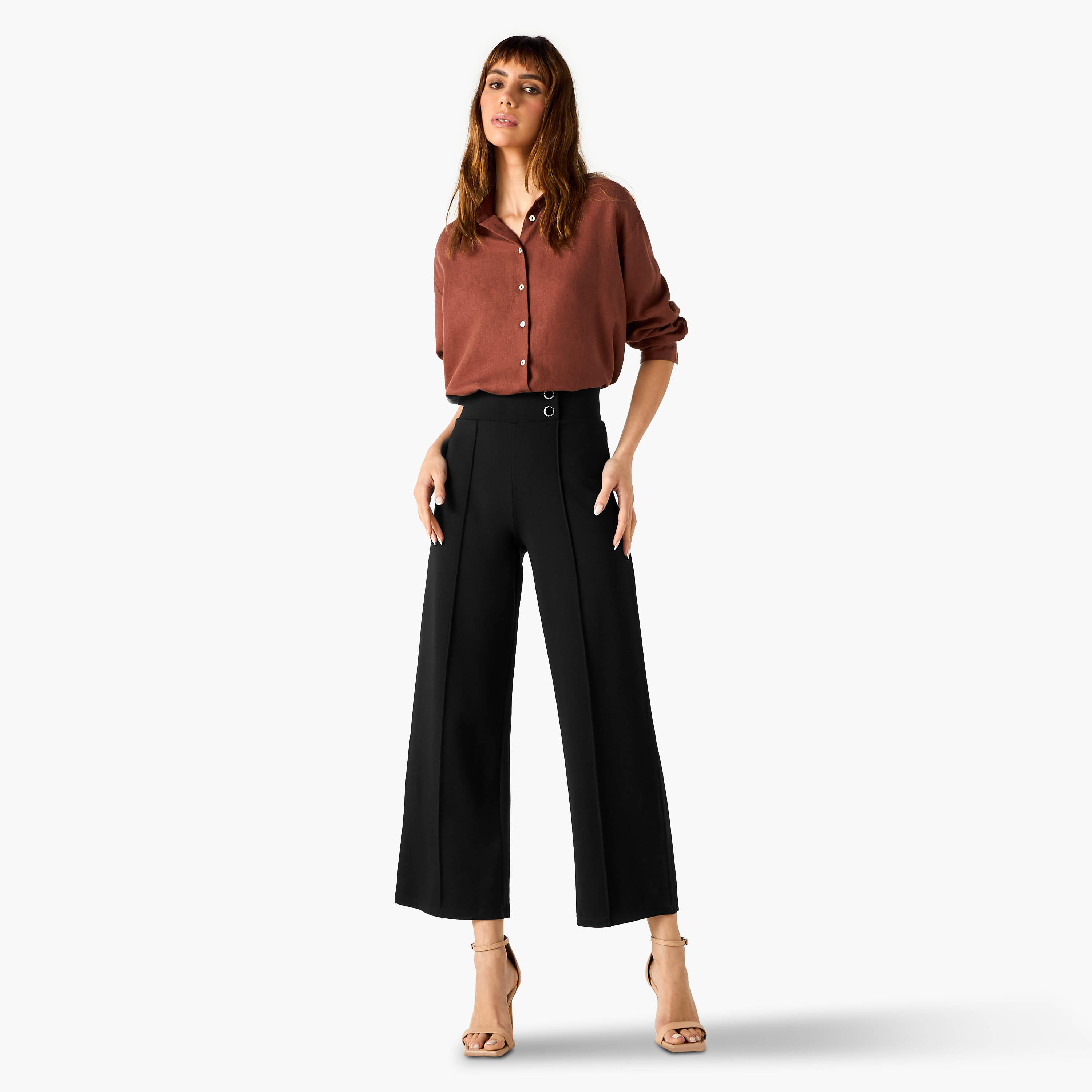 Button Accent Ponte Pants-women-clothing-bottoms-trousers-image-2