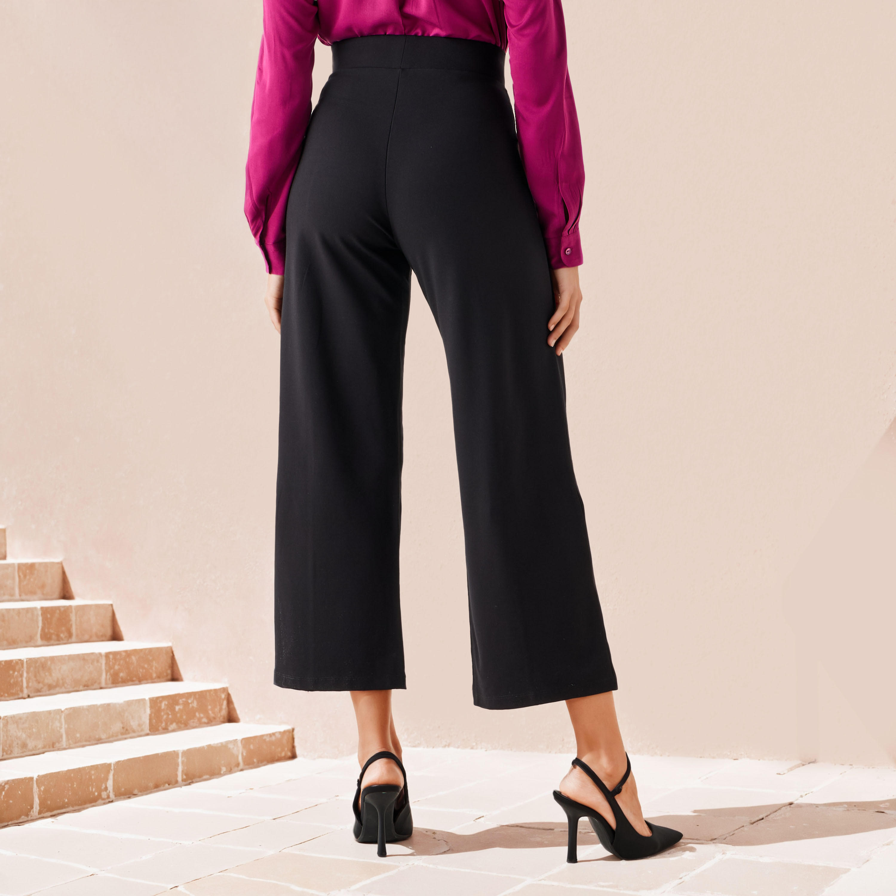 Zip Detail Flexi Waist Ponte Pants-women-clothing-bottoms-trousers-image-3