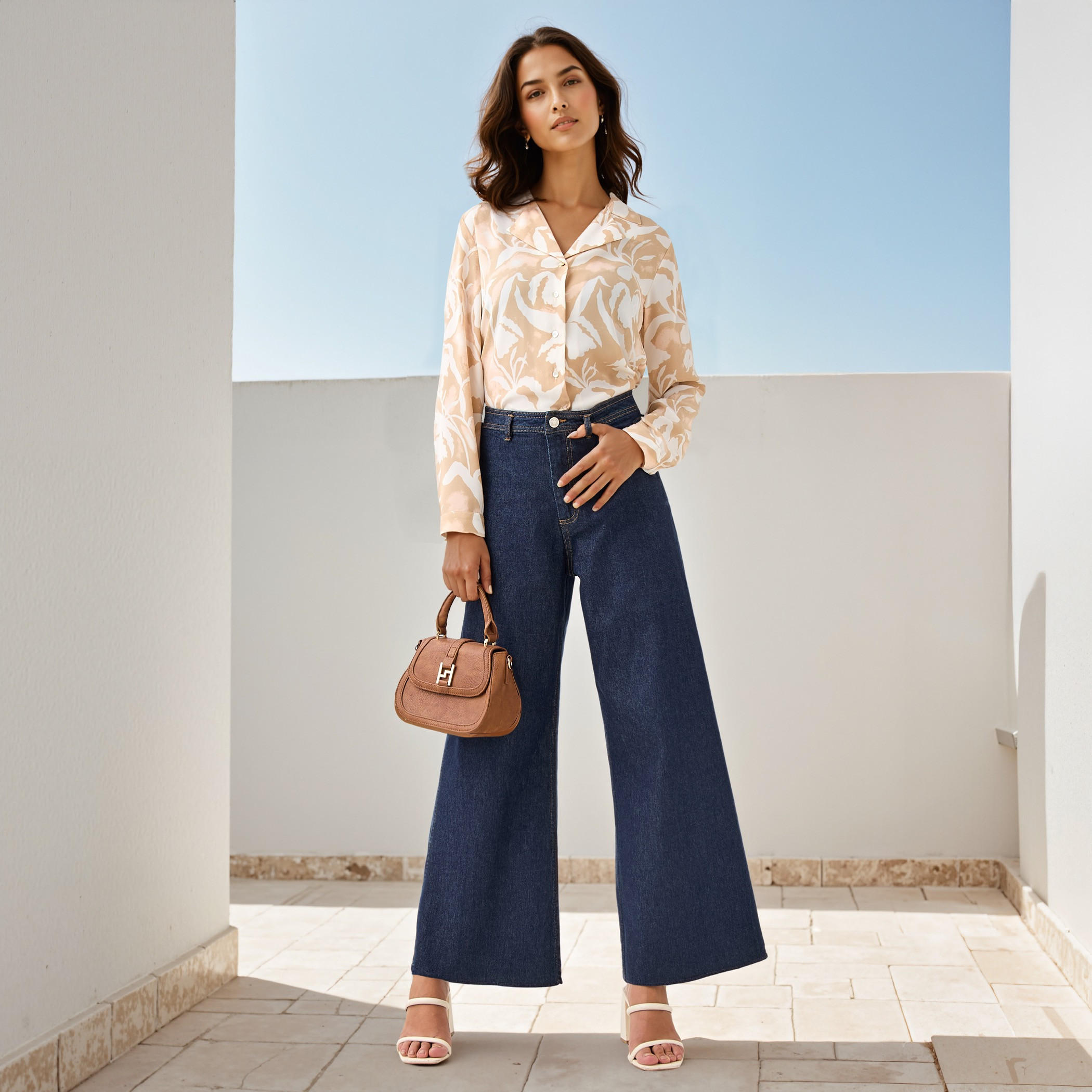 All-Over Print Shirt with Lapel Collar-women-clothing-shirtsandblouses-shirts-image-2