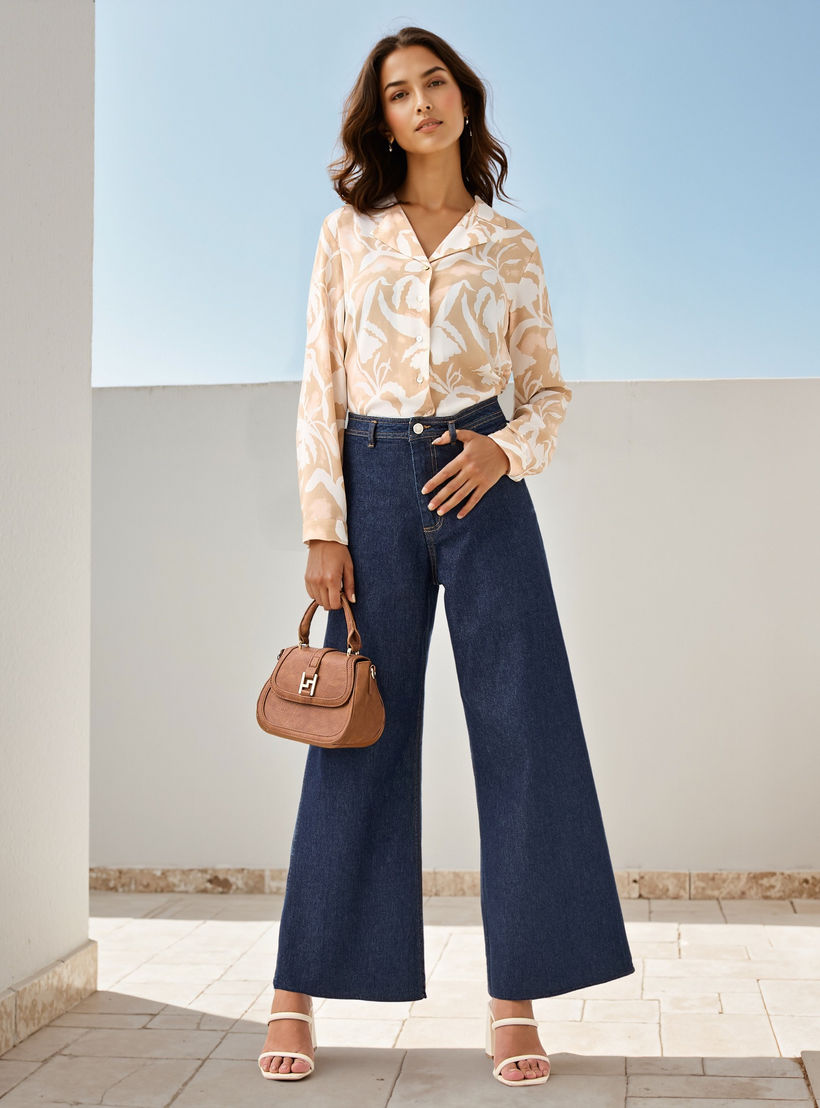 All-Over Print Shirt with Lapel Collar-women-clothing-shirtsandblouses-shirts-image-2