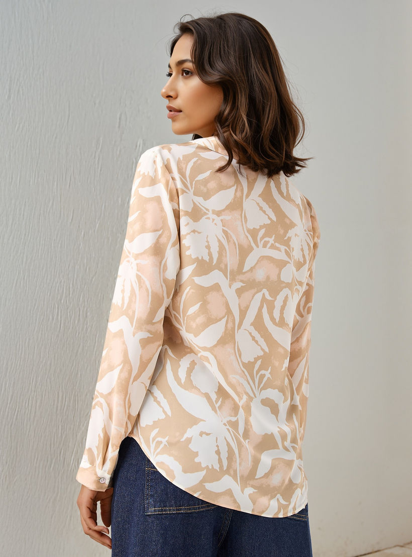 All-Over Print Shirt with Lapel Collar-women-clothing-shirtsandblouses-shirts-image-3
