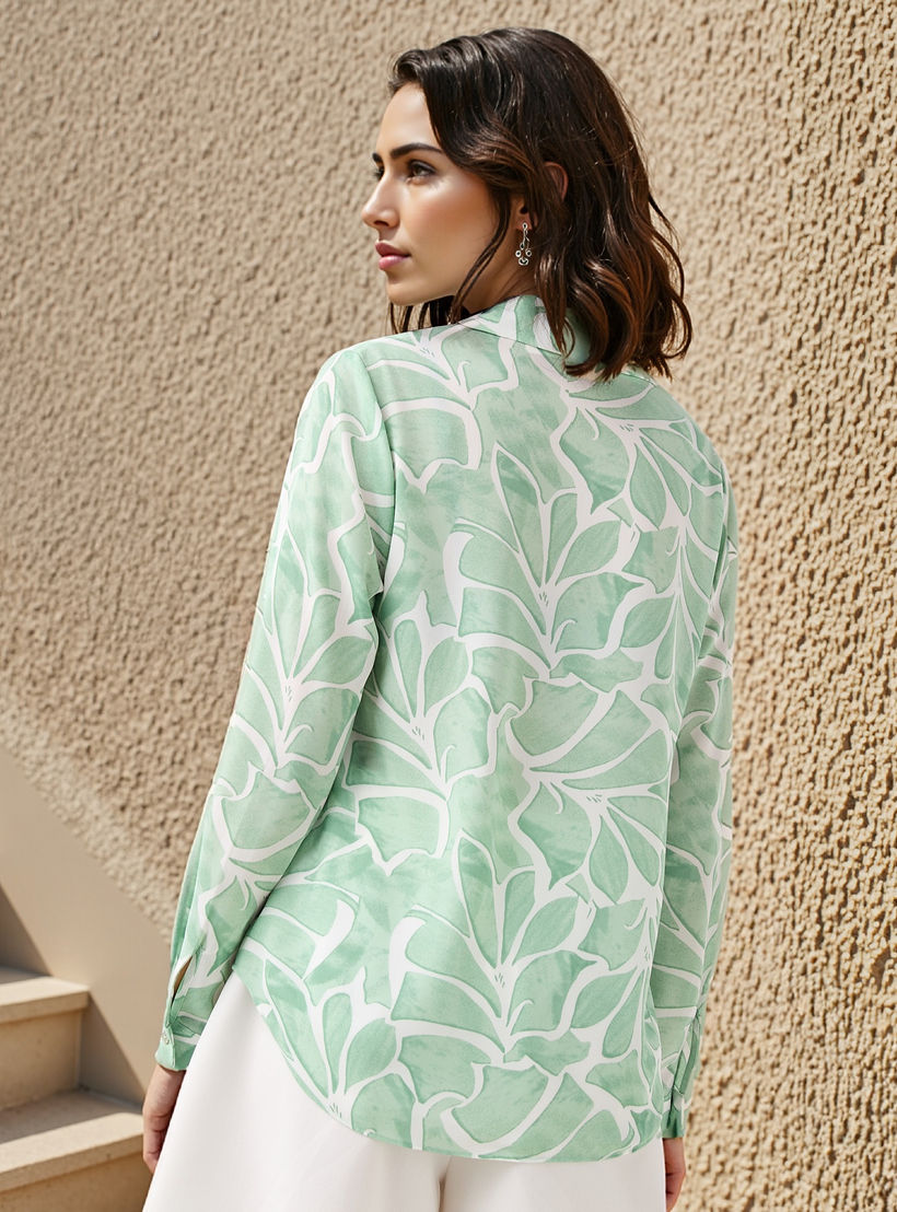 All-Over Print Shirt with Lapel Collar-women-clothing-shirtsandblouses-shirts-image-3