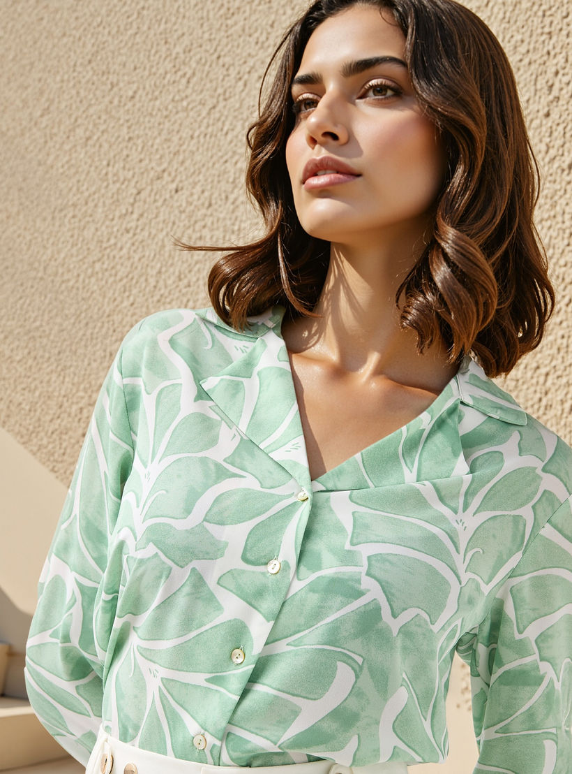 All-Over Print Shirt with Lapel Collar-women-clothing-shirtsandblouses-shirts-image-4