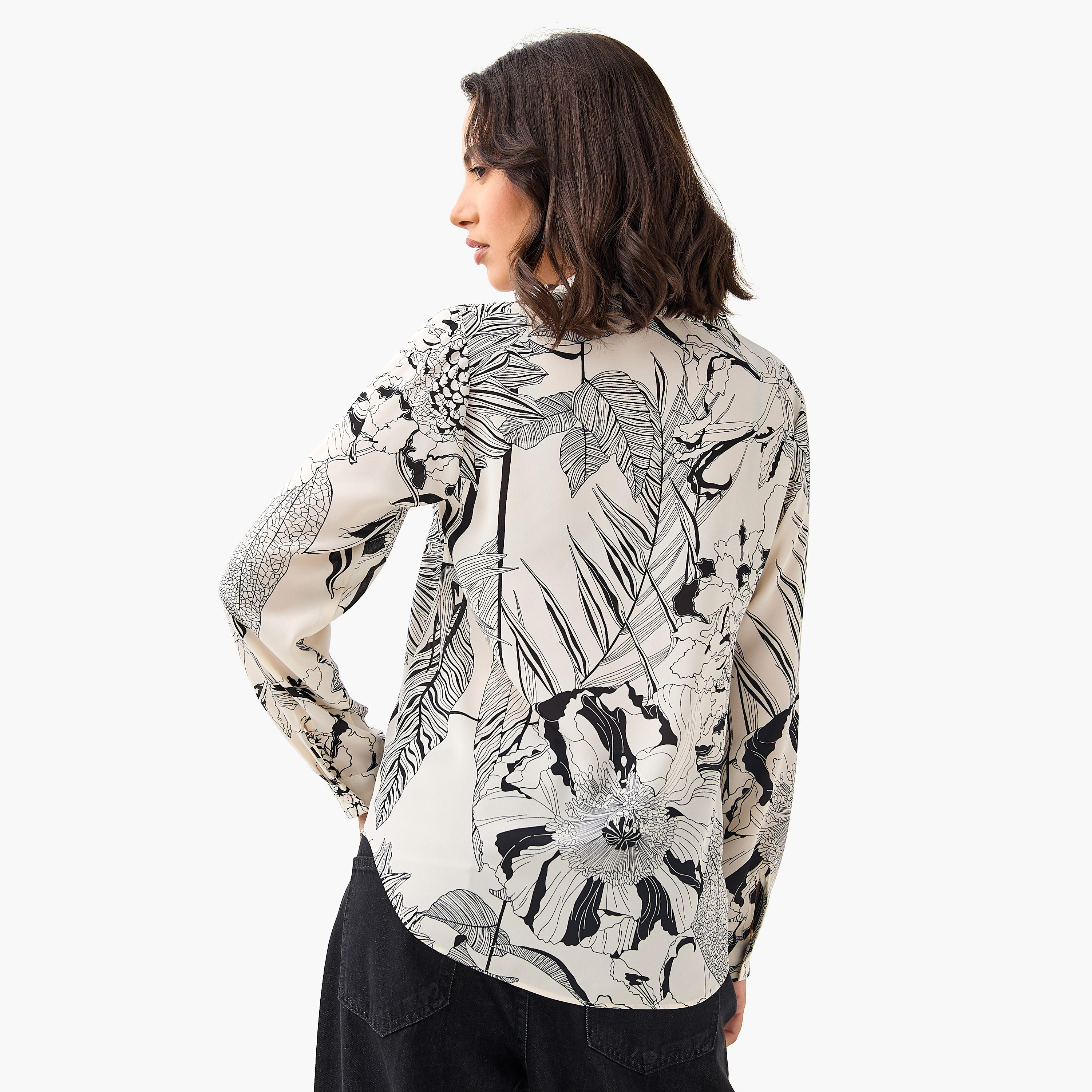 Floral Print Shirt with Lapel Collar-women-clothing-shirtsandblouses-shirts-image-3