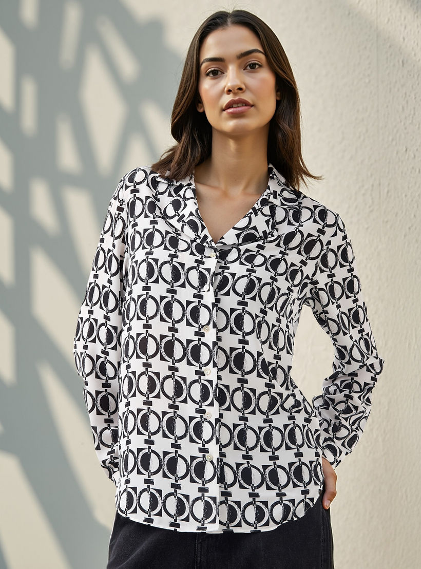 All-Over Print Shirt with Lapel Collar-women-clothing-shirtsandblouses-shirts-image-3
