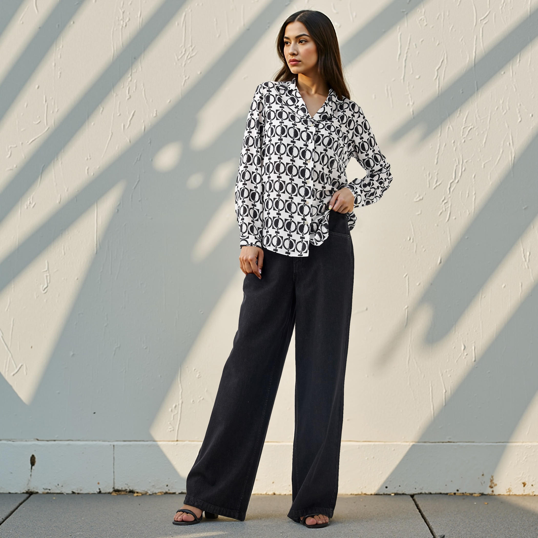 All-Over Print Shirt with Lapel Collar-women-clothing-shirtsandblouses-shirts-image-4