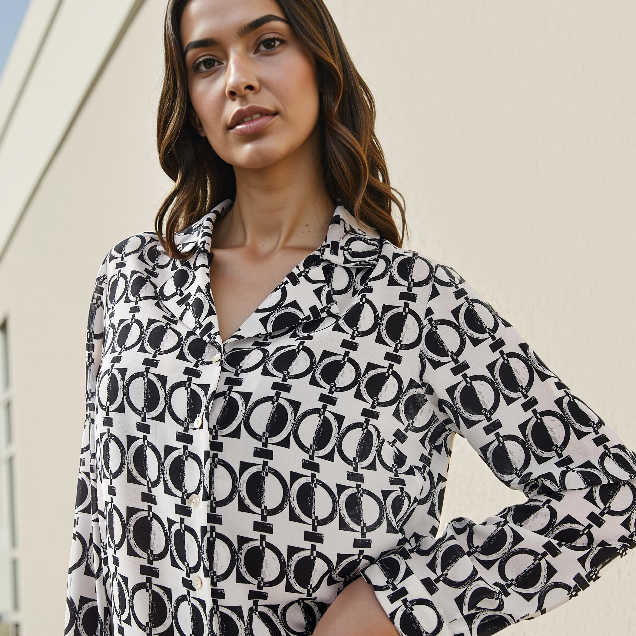 All-Over Print Shirt with Lapel Collar-women-clothing-shirtsandblouses-shirts-image-6