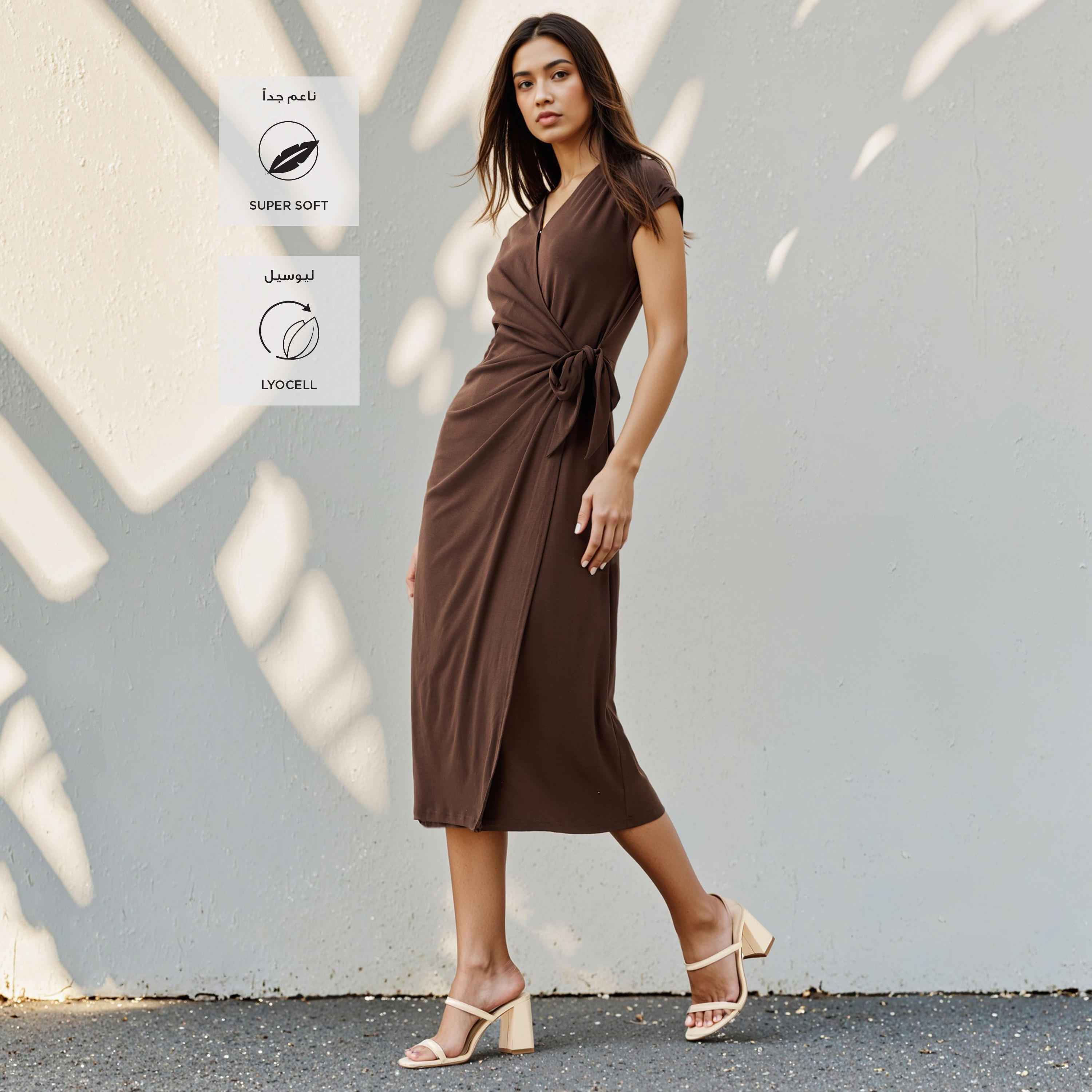 V-Neck Wrap Dress with Side Knot-women-clothing-dresses-image-2