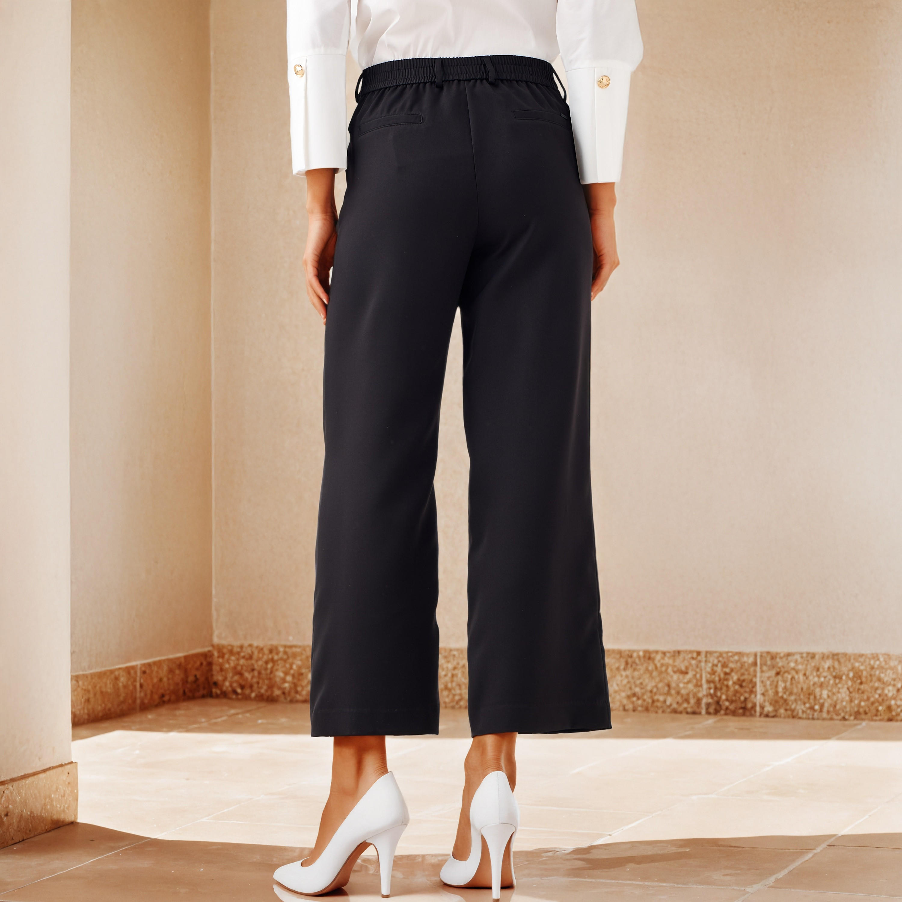 Semi-Elasticated Waist Trousers with Pockets and Belt Loops-women-clothing-bottoms-trousers-image-3