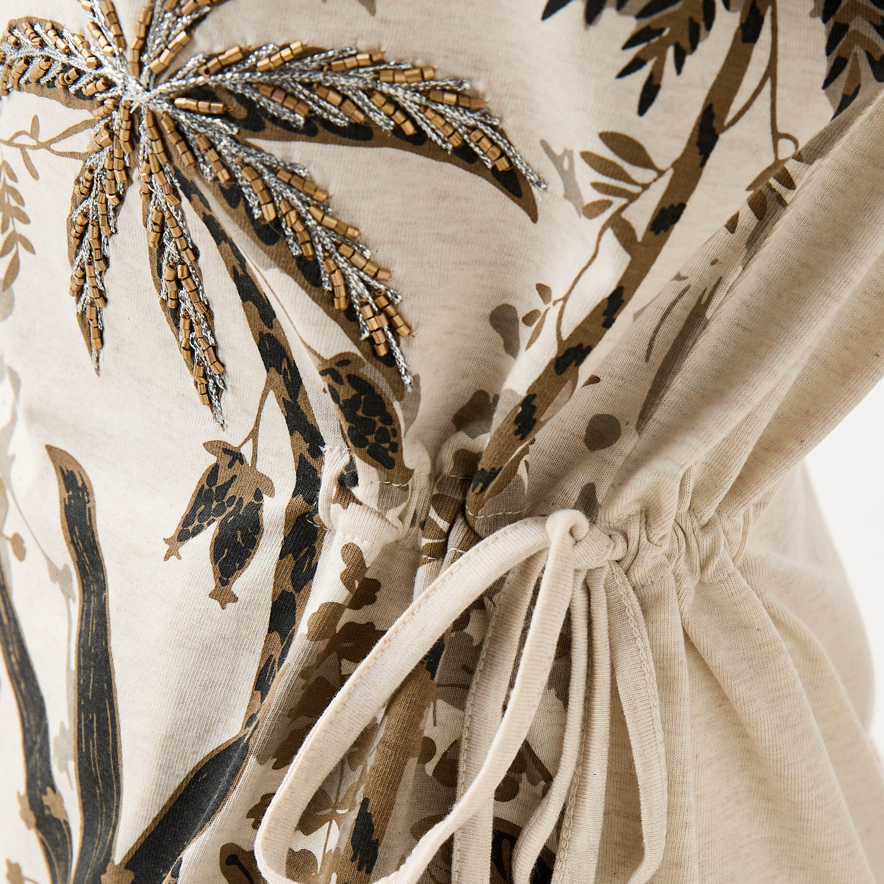Embellished Palm Print T-shirt with Round Neck-women-clothing-tshirts-image-6