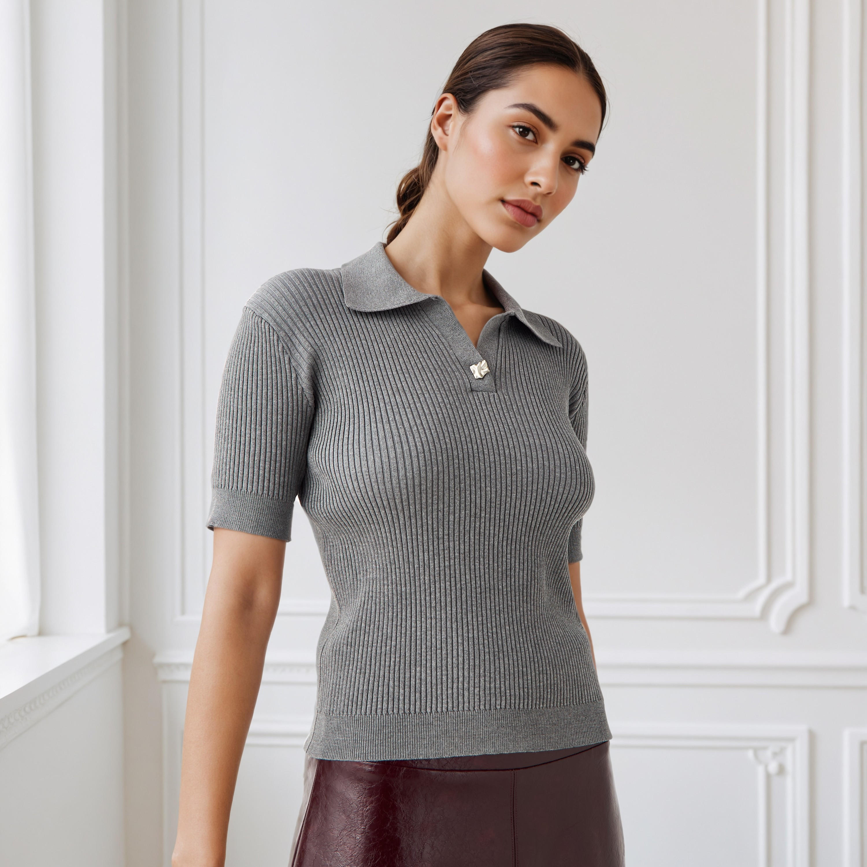 تيشيرت بولو بياقة مضلعة-women-clothing-tshirts-image-6