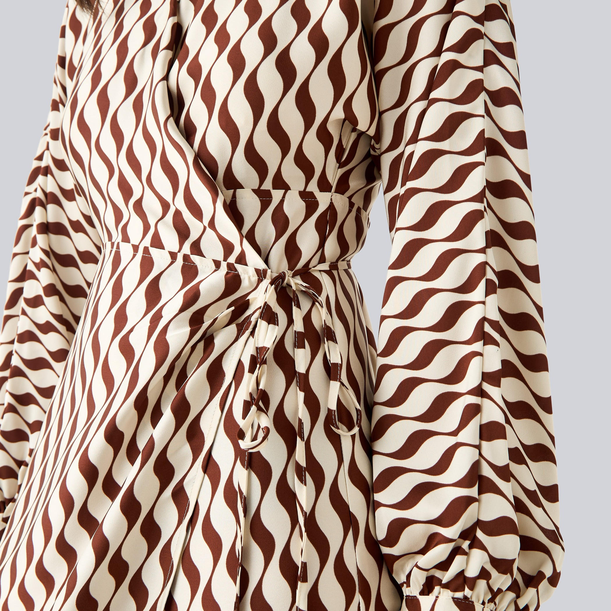 Printed V-neck Wrap Dress with Cinched Waist-women-clothing-dresses-image-4