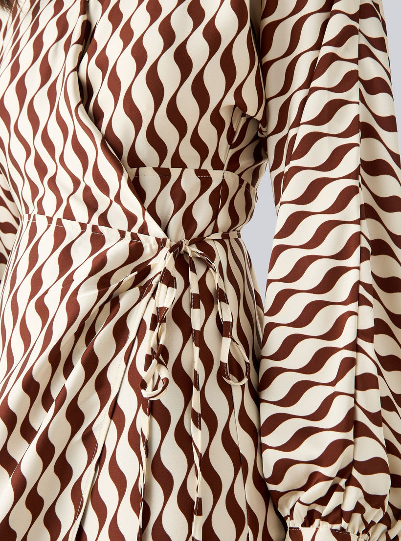 Printed V-neck Wrap Dress with Cinched Waist-women-clothing-dresses-image-4