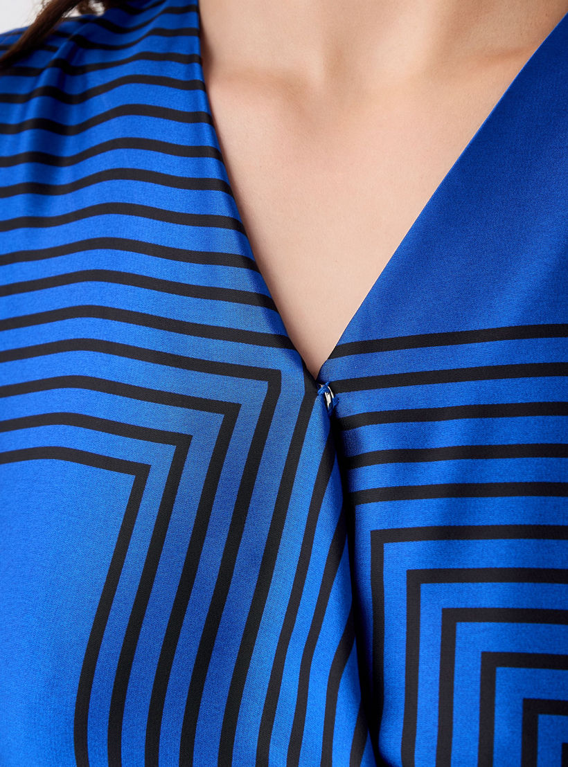 Printed V-neck Wrap Dress with Cinched Waist-women-clothing-dresses-image-5