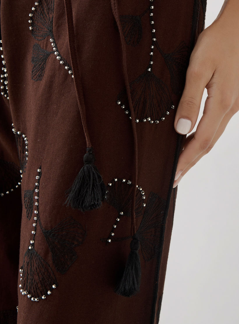 Drawstring Waist Embroidered Pants-women-clothing-bottoms-trousers-image-4