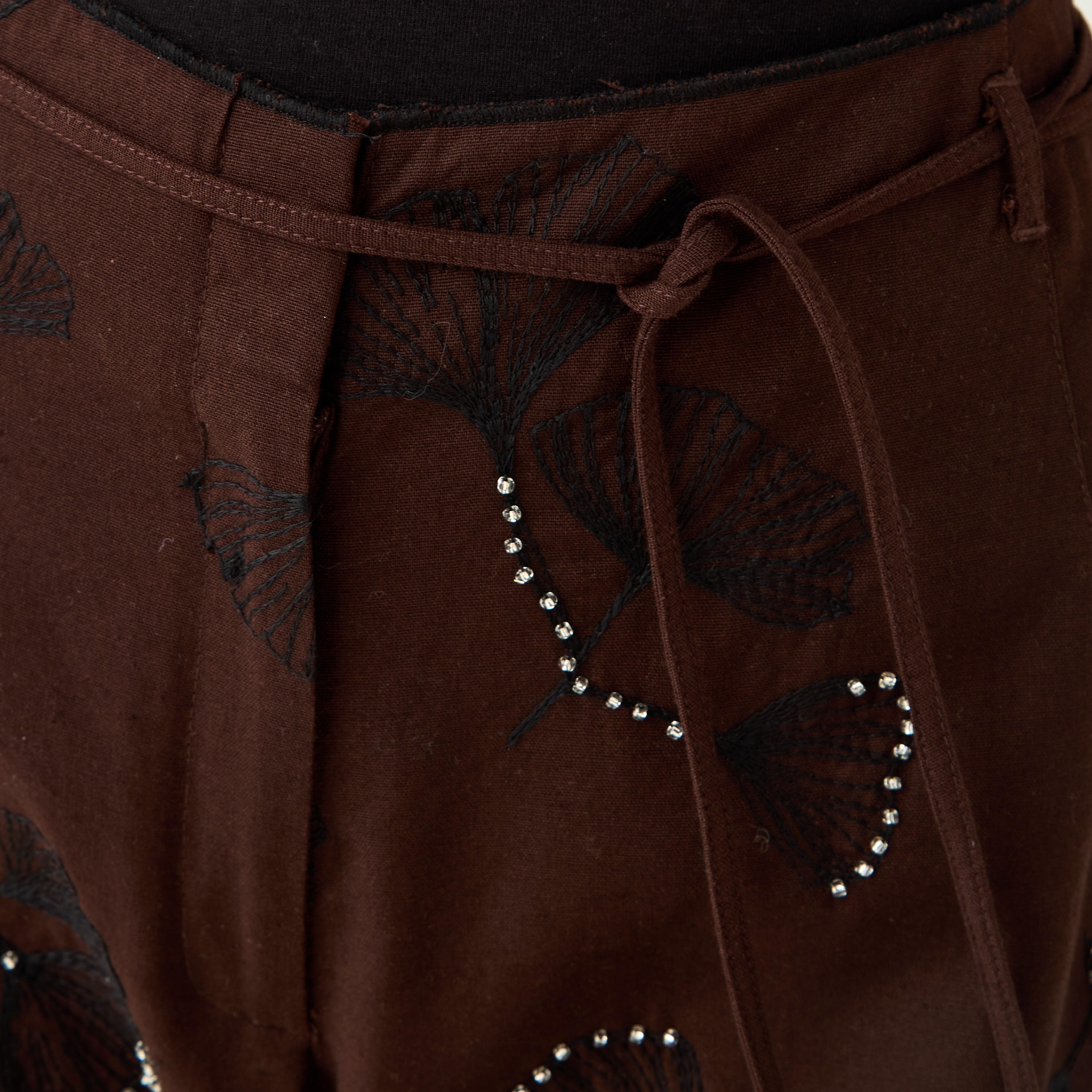 Drawstring Waist Embroidered Pants-women-clothing-bottoms-trousers-image-5