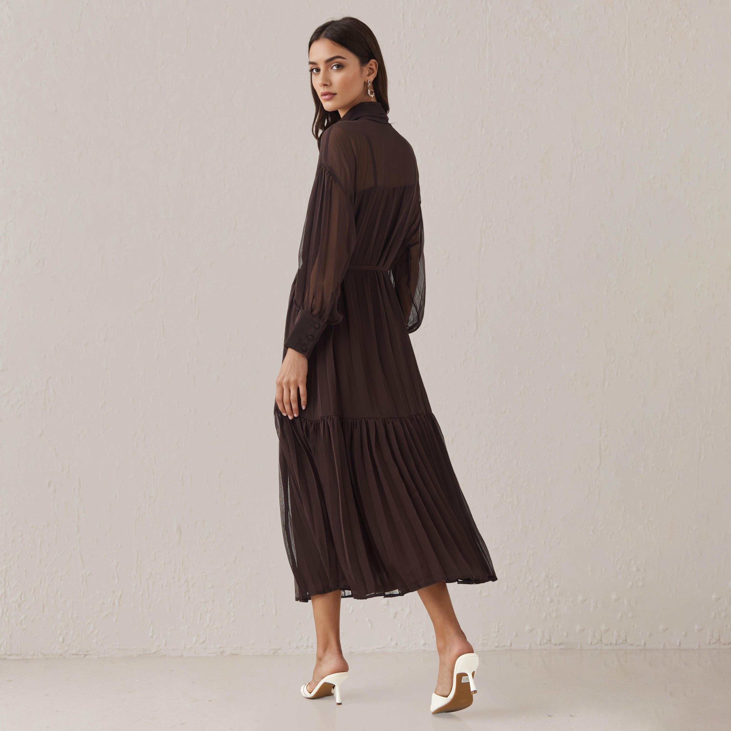 فستان قميص بكسرات وحزام ربط-women-clothing-dresses-image-3