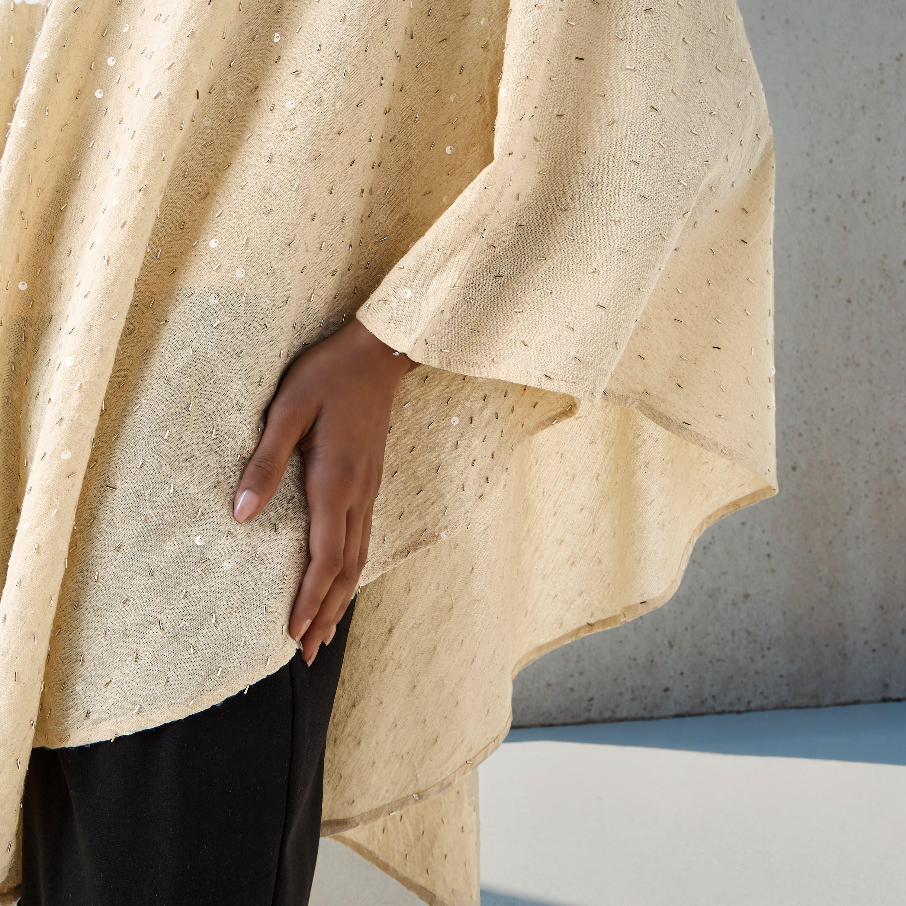 One Shoulder Asymmetric Linen Blend Cape Top-women-clothing-shirtsandblouses-blouses-image-4