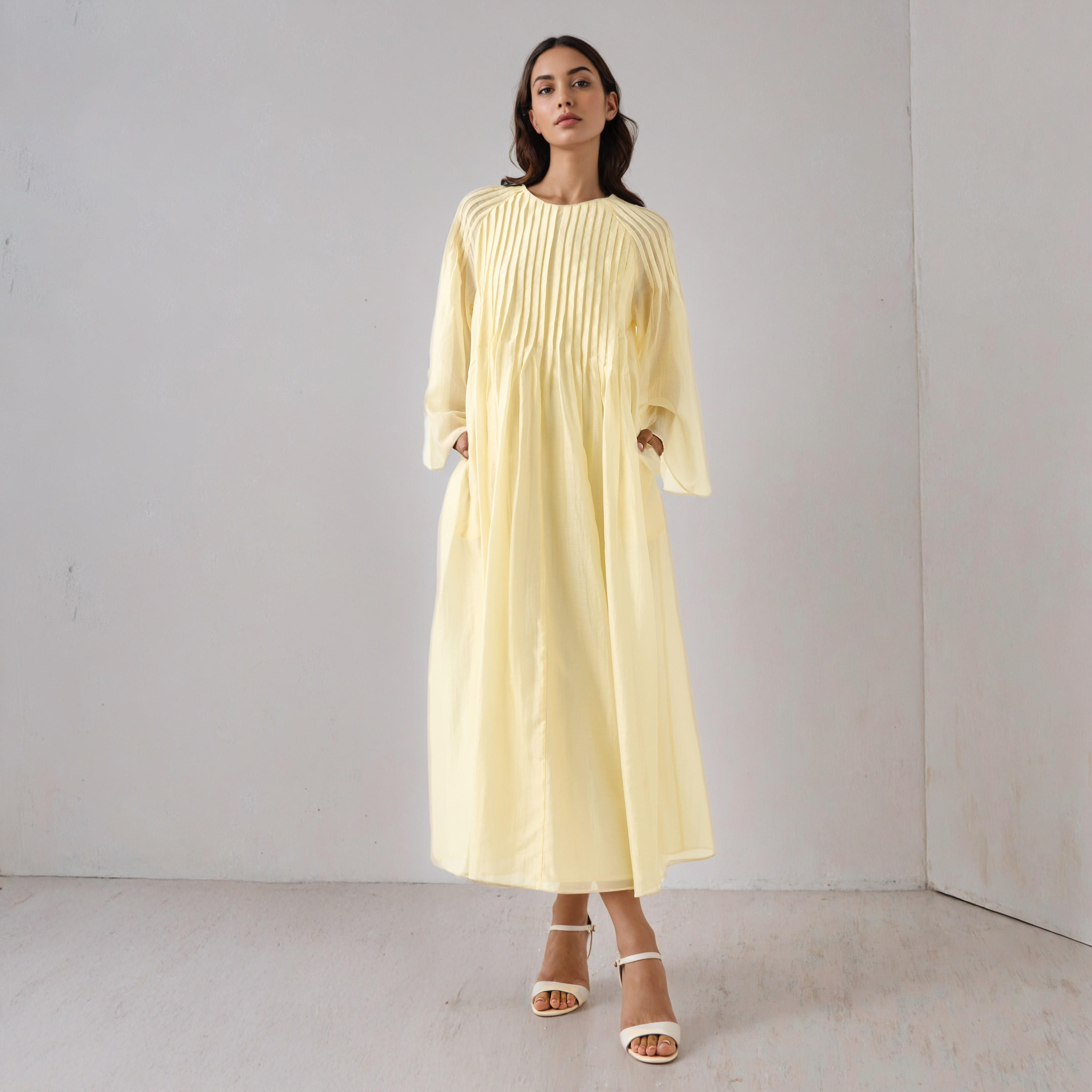 Pintuck Maxi Dress with Pocket-women-clothing-dresses-image-1