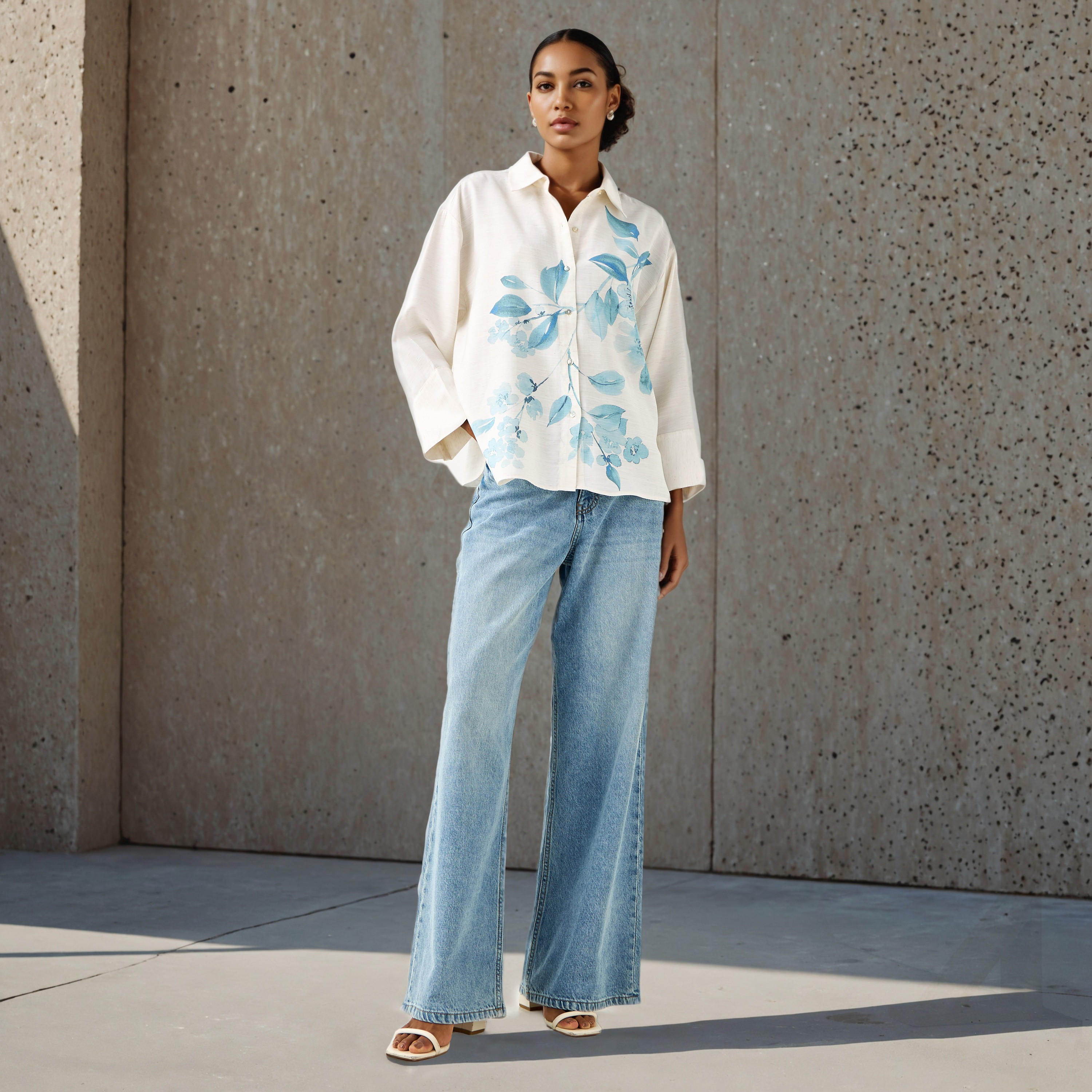Relaxed Fit Linen Shirt with Floral Print-women-clothing-shirtsandblouses-shirts-image-2