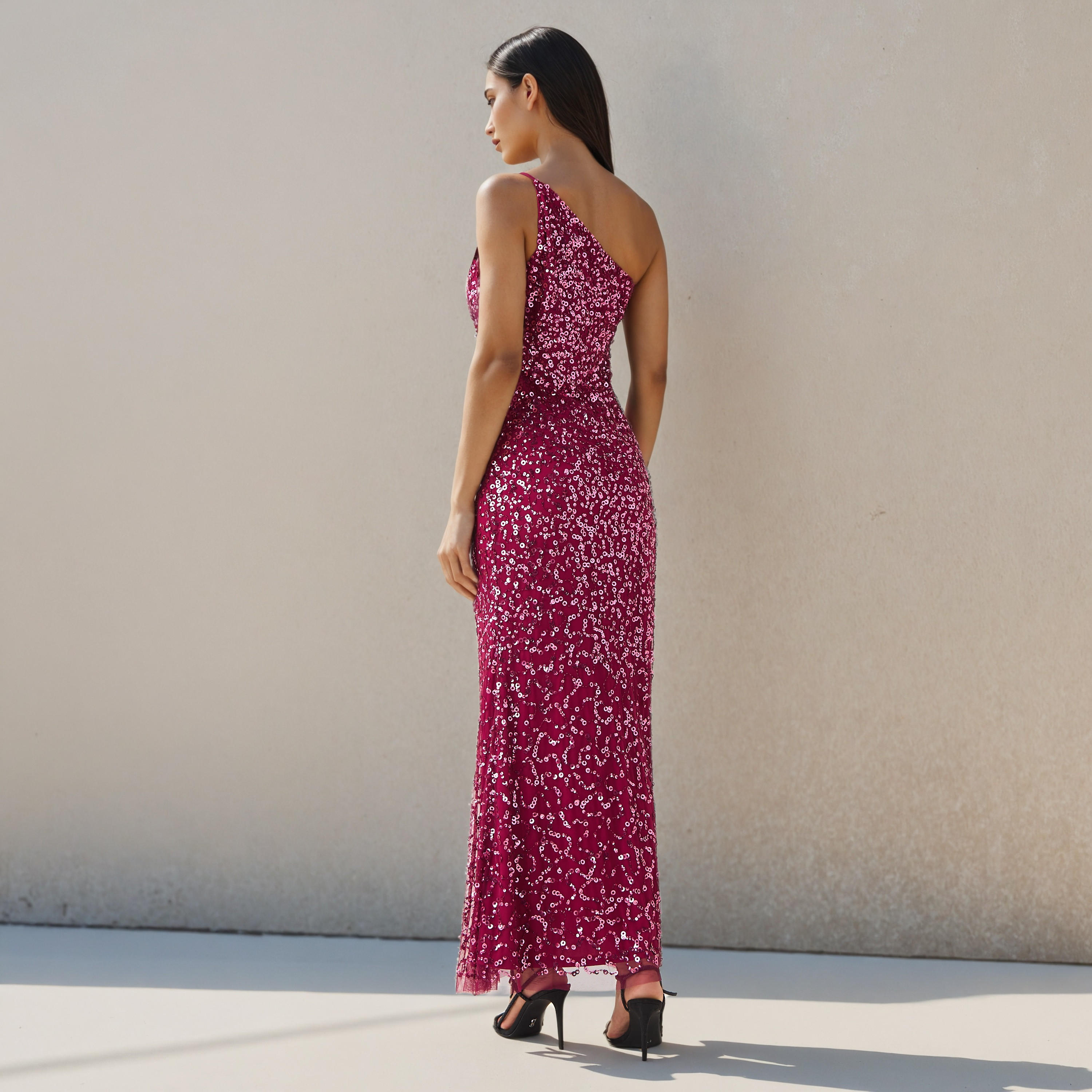 Sequin Embellished Party Dress with One Shoulder-women-clothing-dresses-image-3