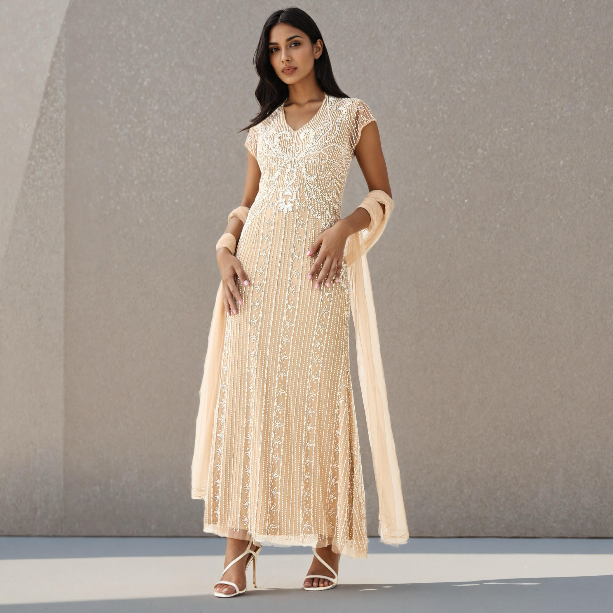 Bead Embellished Trellis Party Dress with Cutout Detail-women-clothing-dresses-image-1