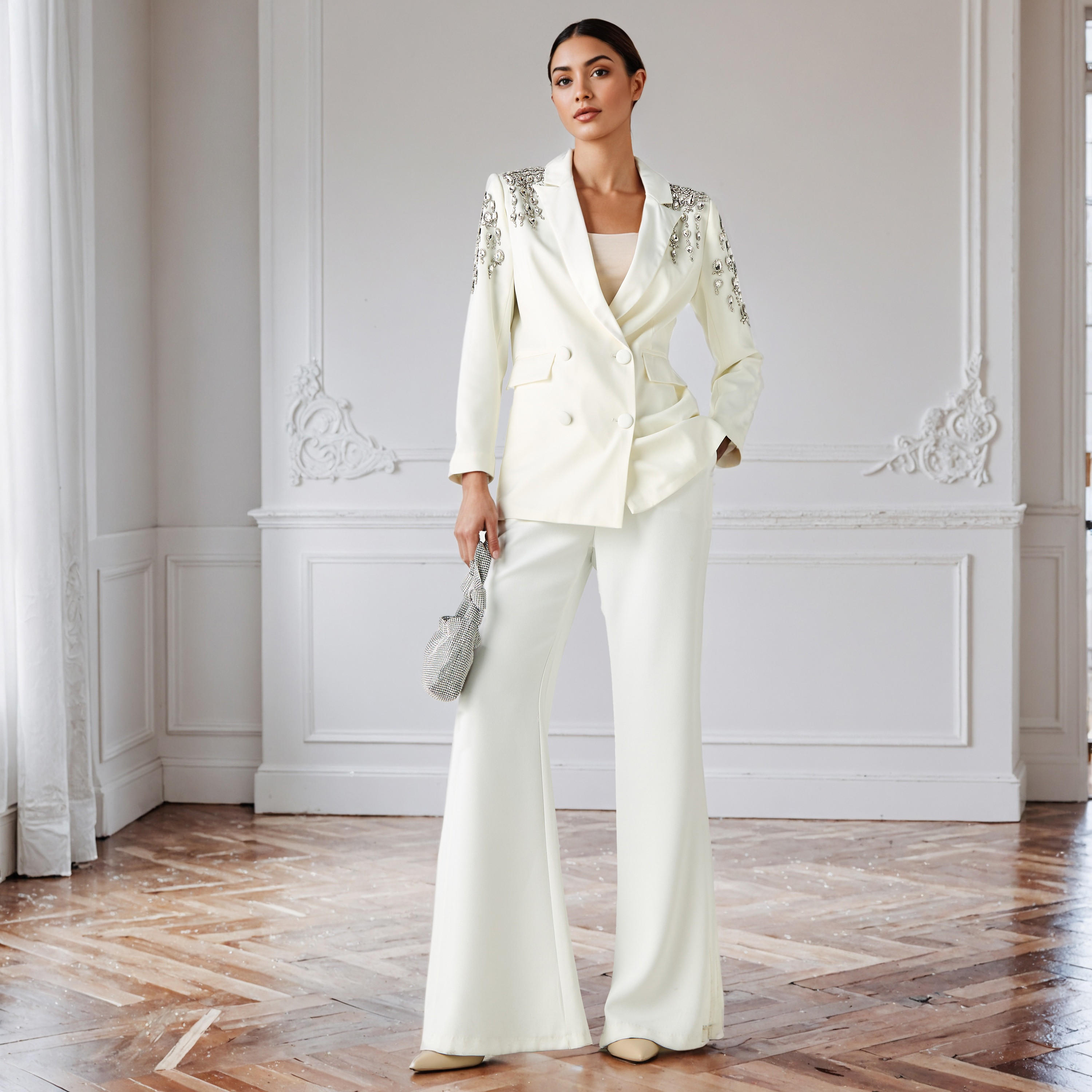 Polyester Notch Lapel Blazer with Embellishment-women-clothing-coatsandjackets-blazers-image-2