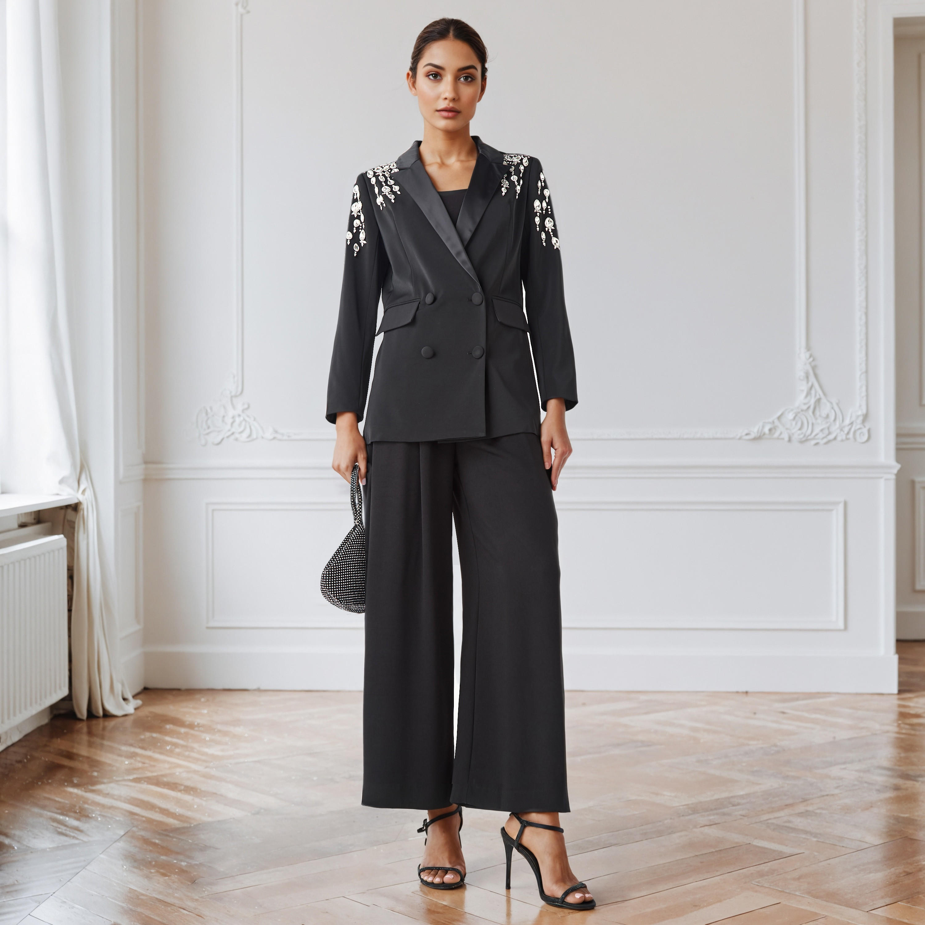 Polyester Notch Lapel Blazer with Embellishment-women-clothing-coatsandjackets-blazers-image-2