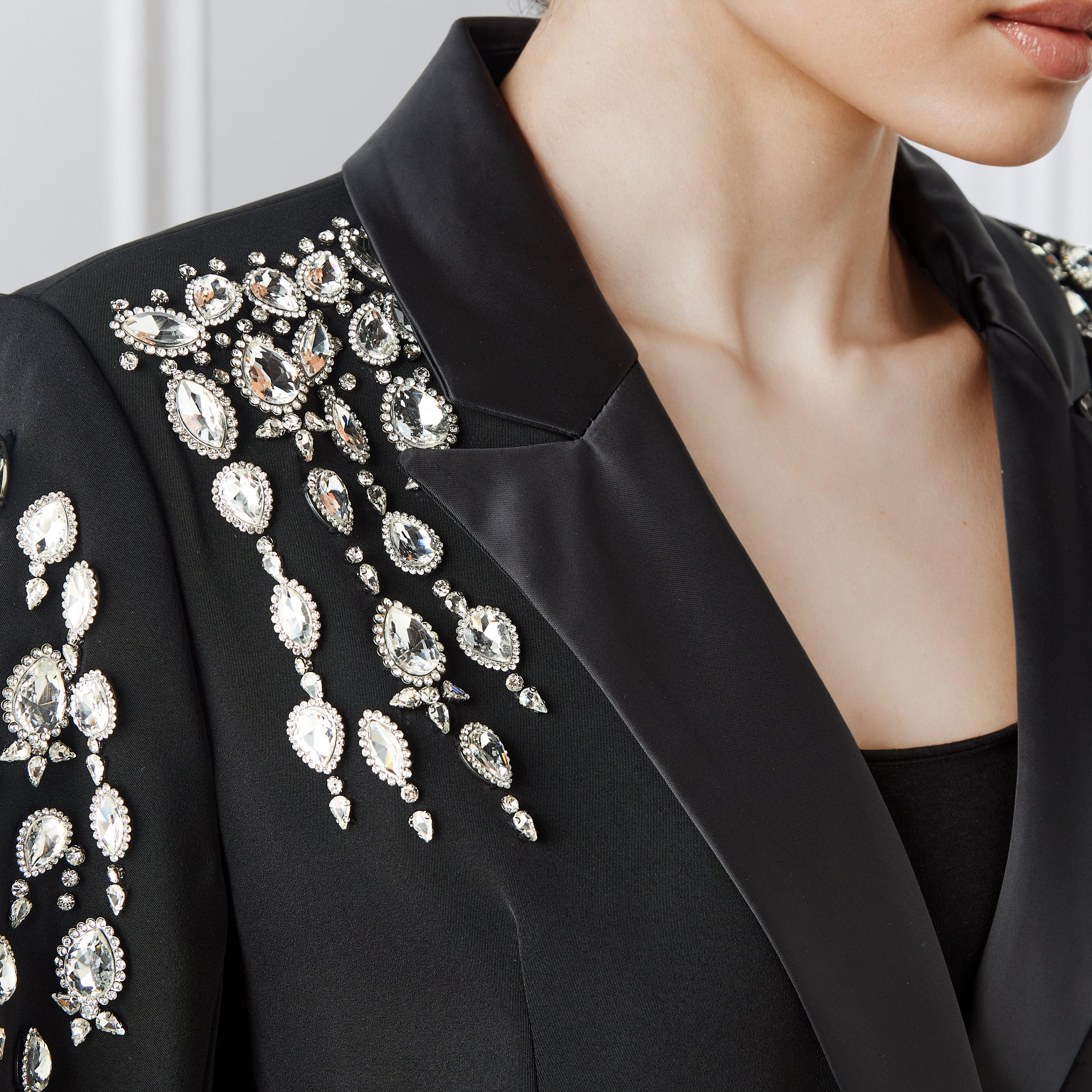 Polyester Notch Lapel Blazer with Embellishment-women-clothing-coatsandjackets-blazers-image-4