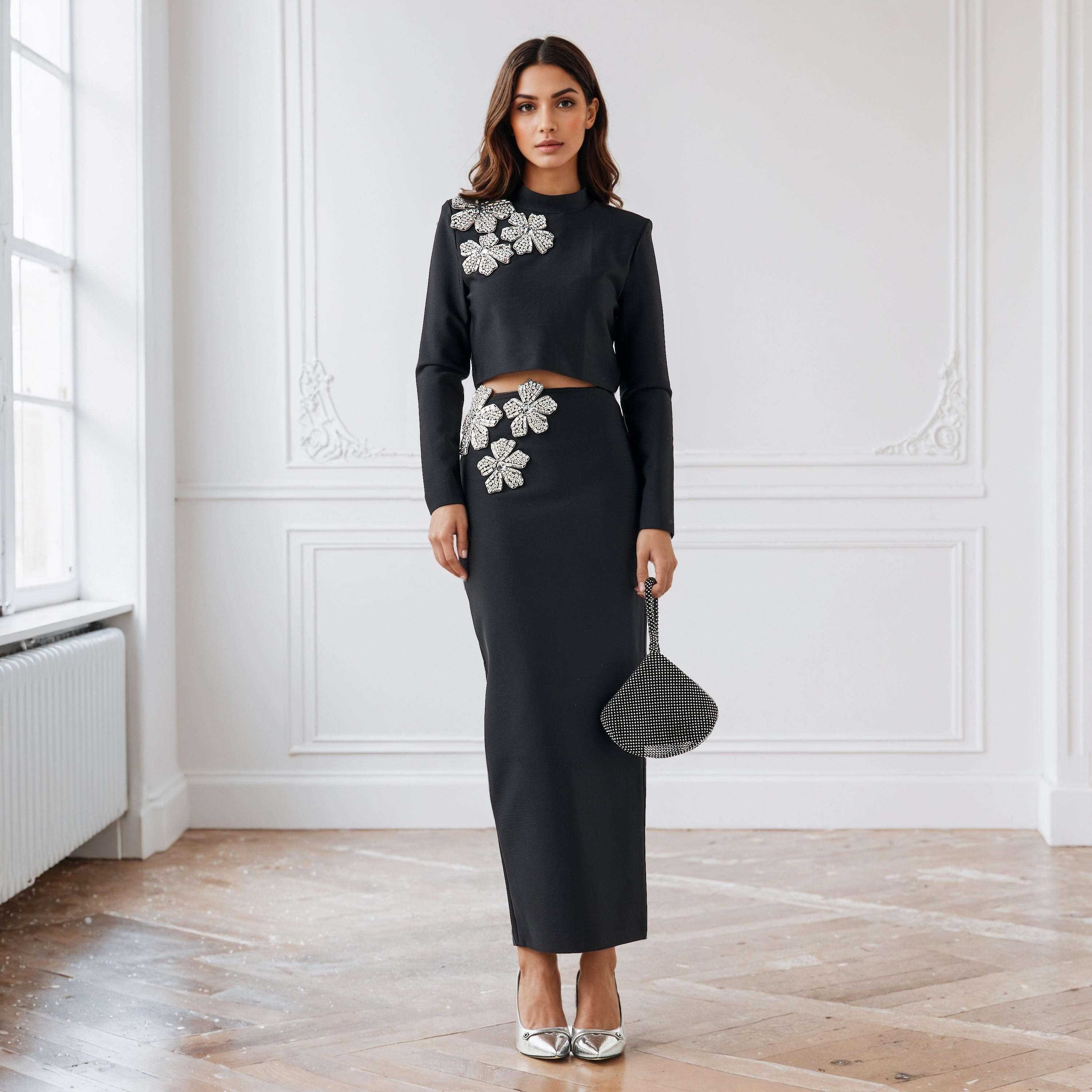 Regular Fit Crop Top with Floral Embellished Detail-women-clothing-shirtsandblouses-blouses-image-2