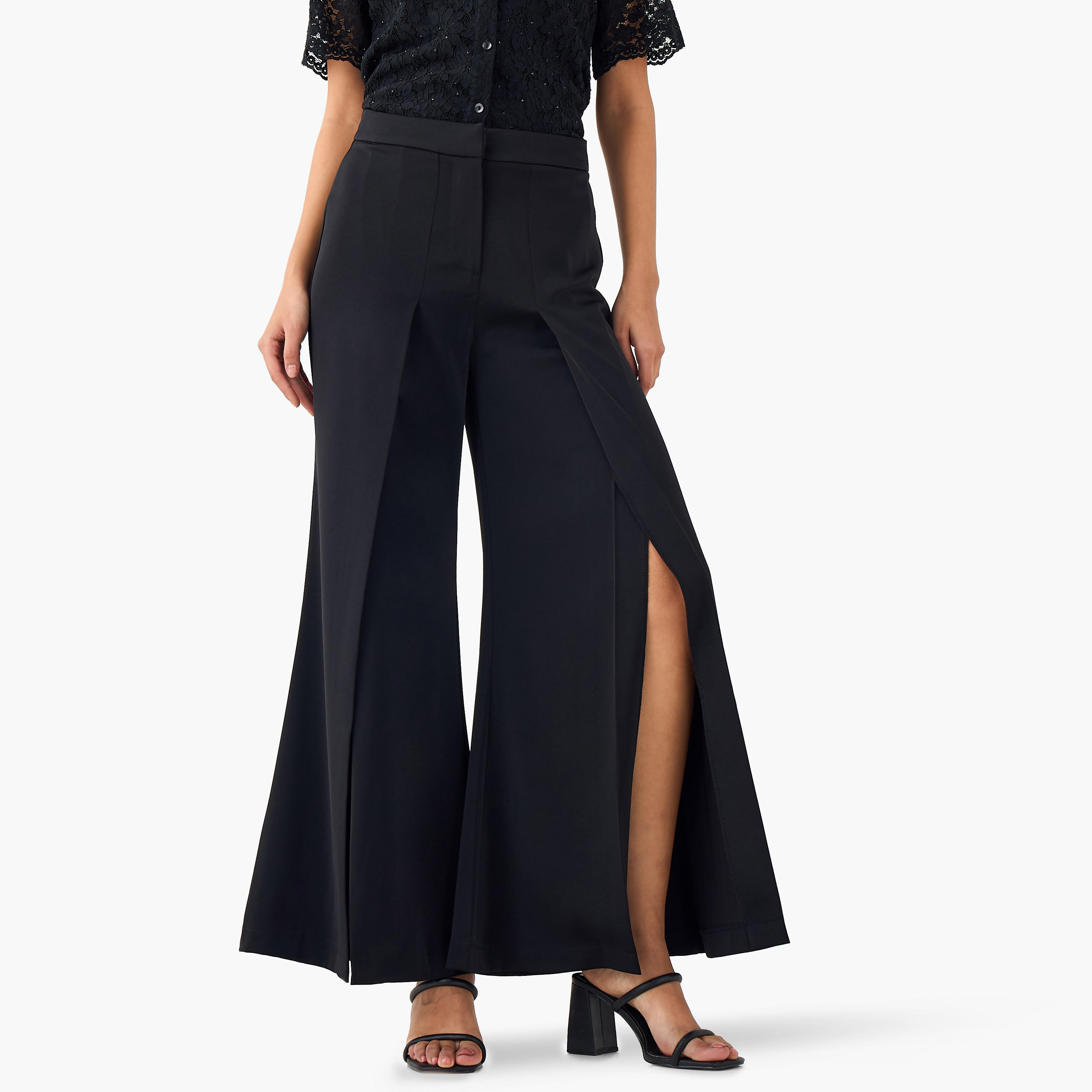 Relaxed Fit Trousers with Slit Detail-women-clothing-bottoms-trousers-image-1