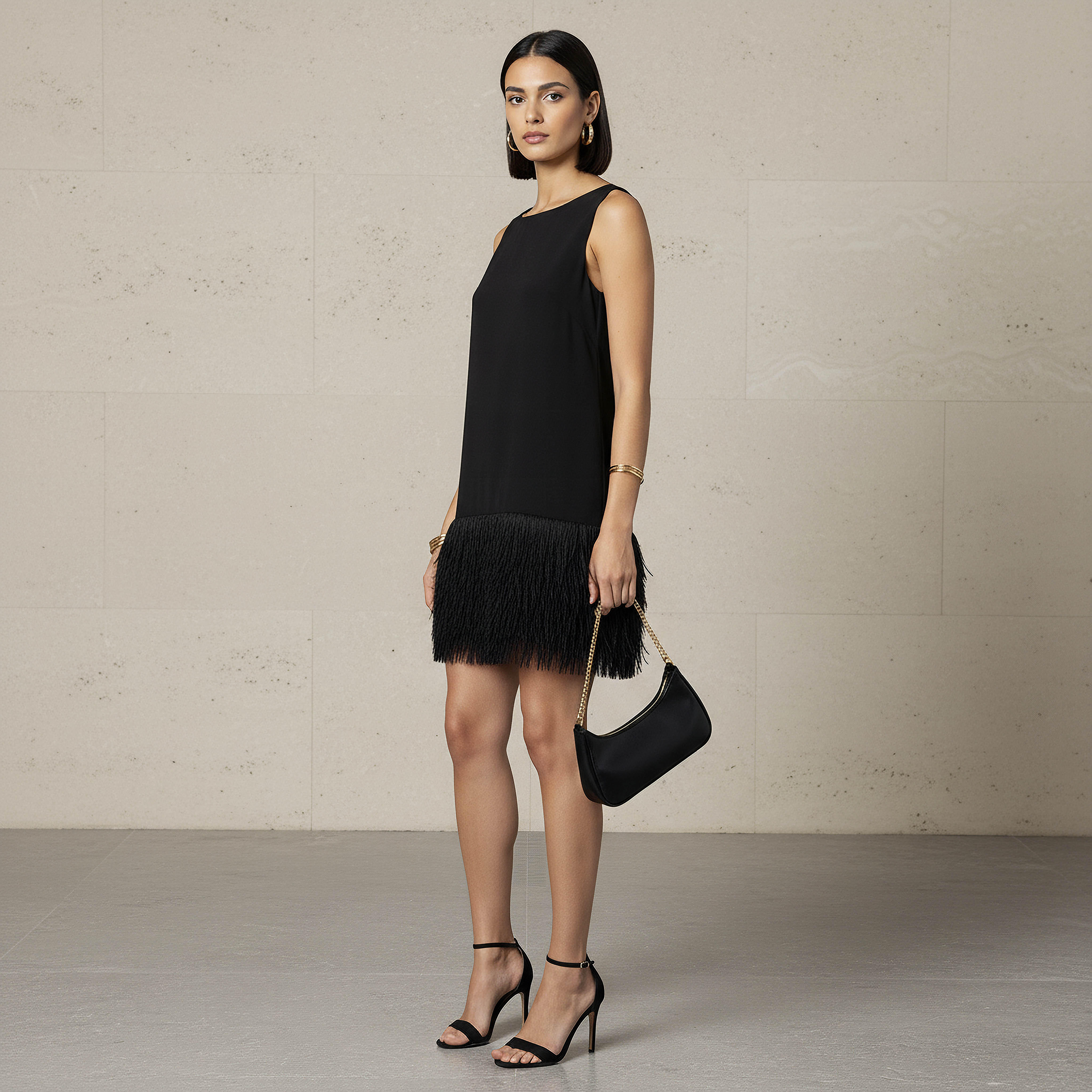 Sleeveless Evening Dress with Fringe Hemline-women-clothing-dresses-image-2