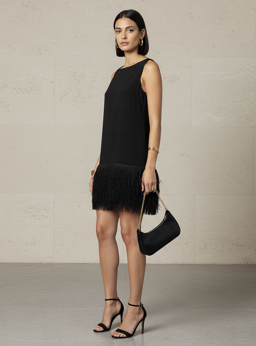 Sleeveless Evening Dress with Fringe Hemline-women-clothing-dresses-image-2