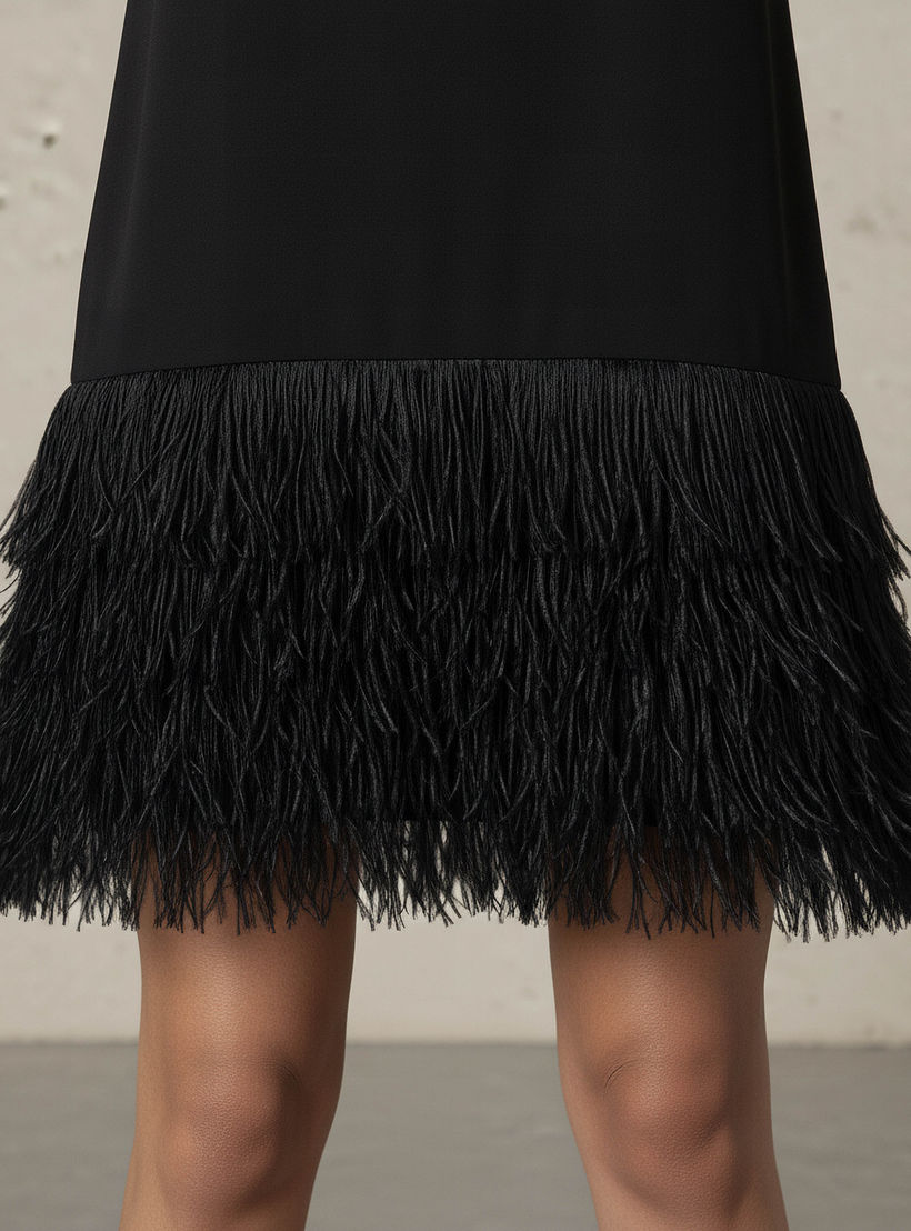 Sleeveless Evening Dress with Fringe Hemline-women-clothing-dresses-image-4
