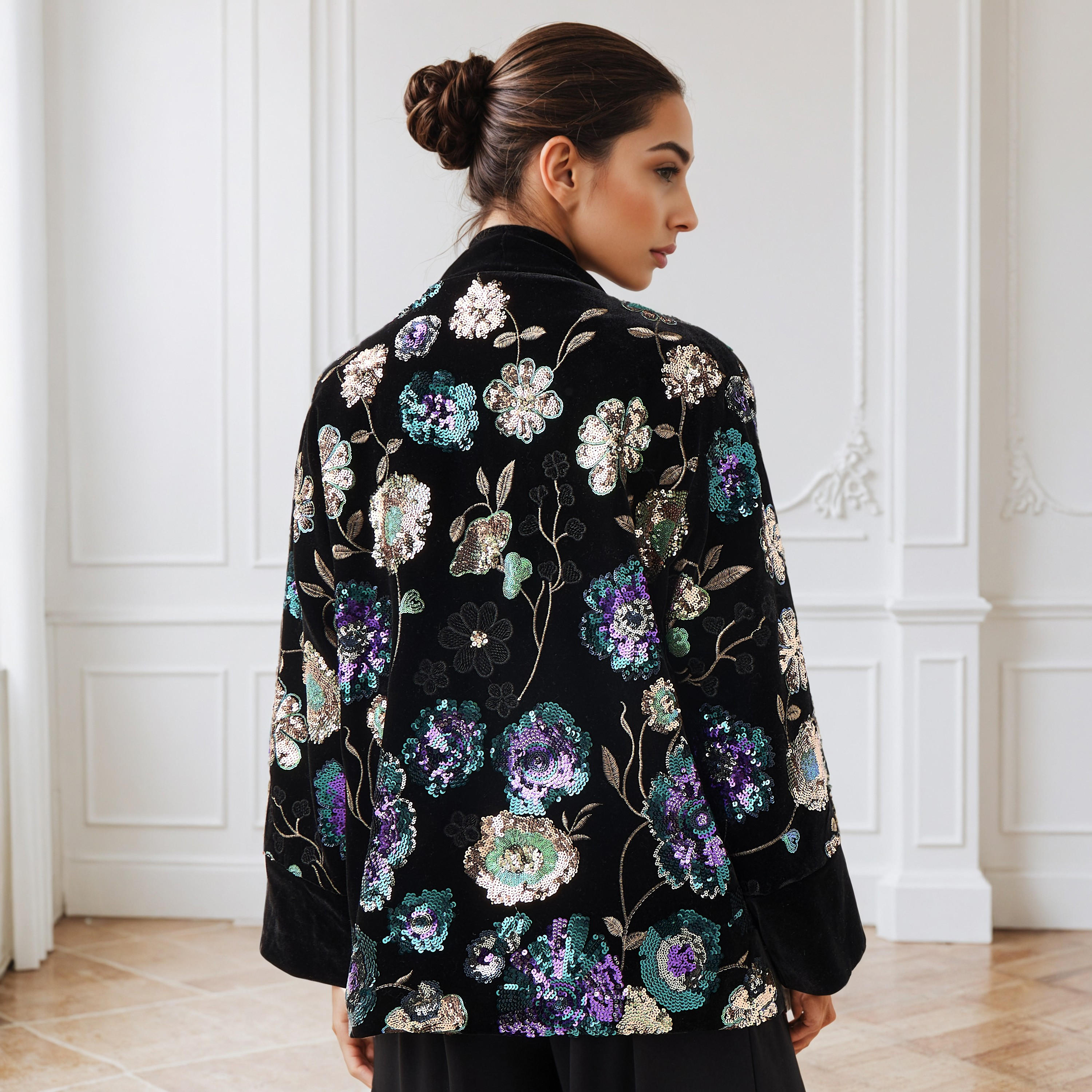 Open Front Jacket with Sequin Embellishments-women-winterwear-coatsandjackets-jackets-image-3