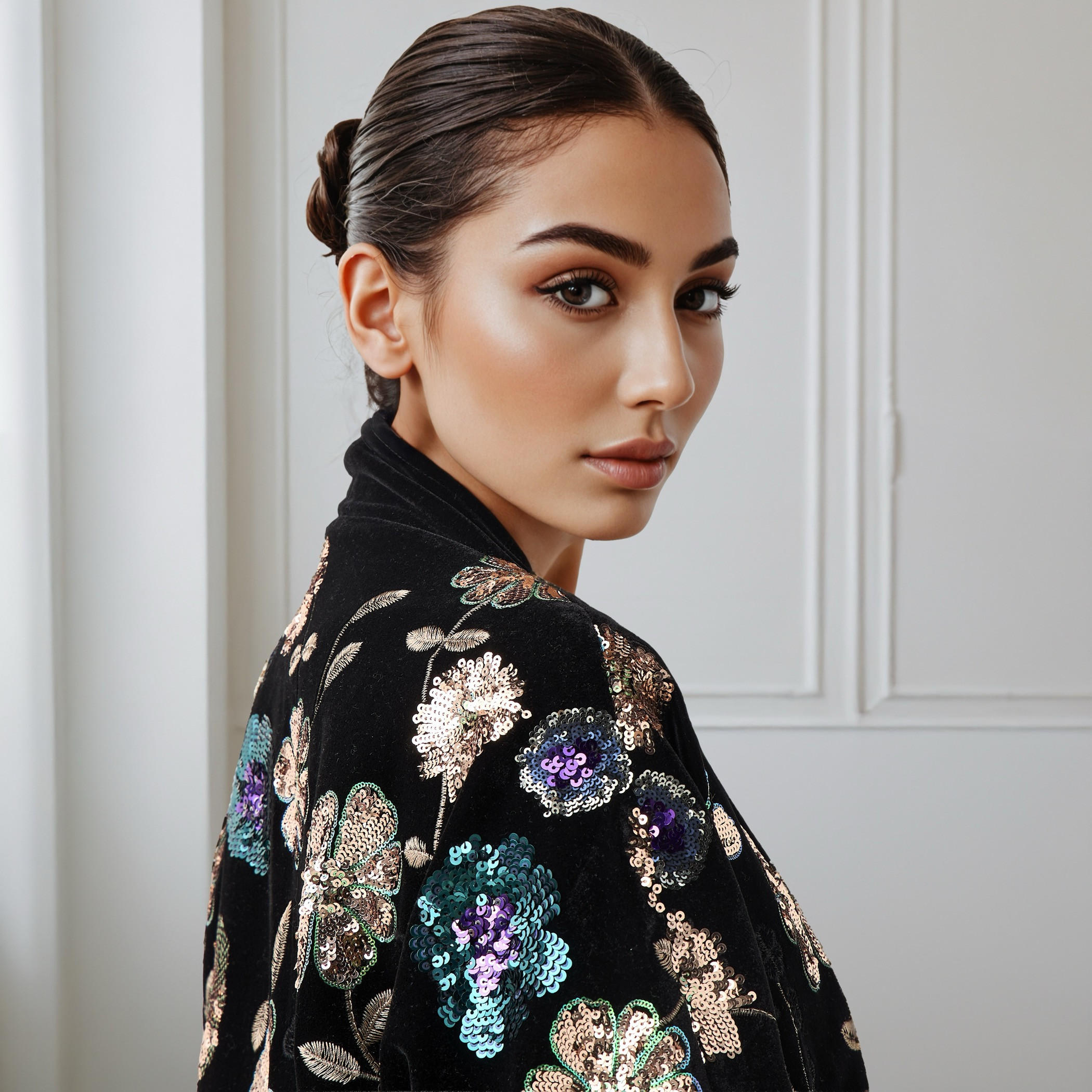 Open Front Jacket with Sequin Embellishments-women-winterwear-coatsandjackets-jackets-image-4