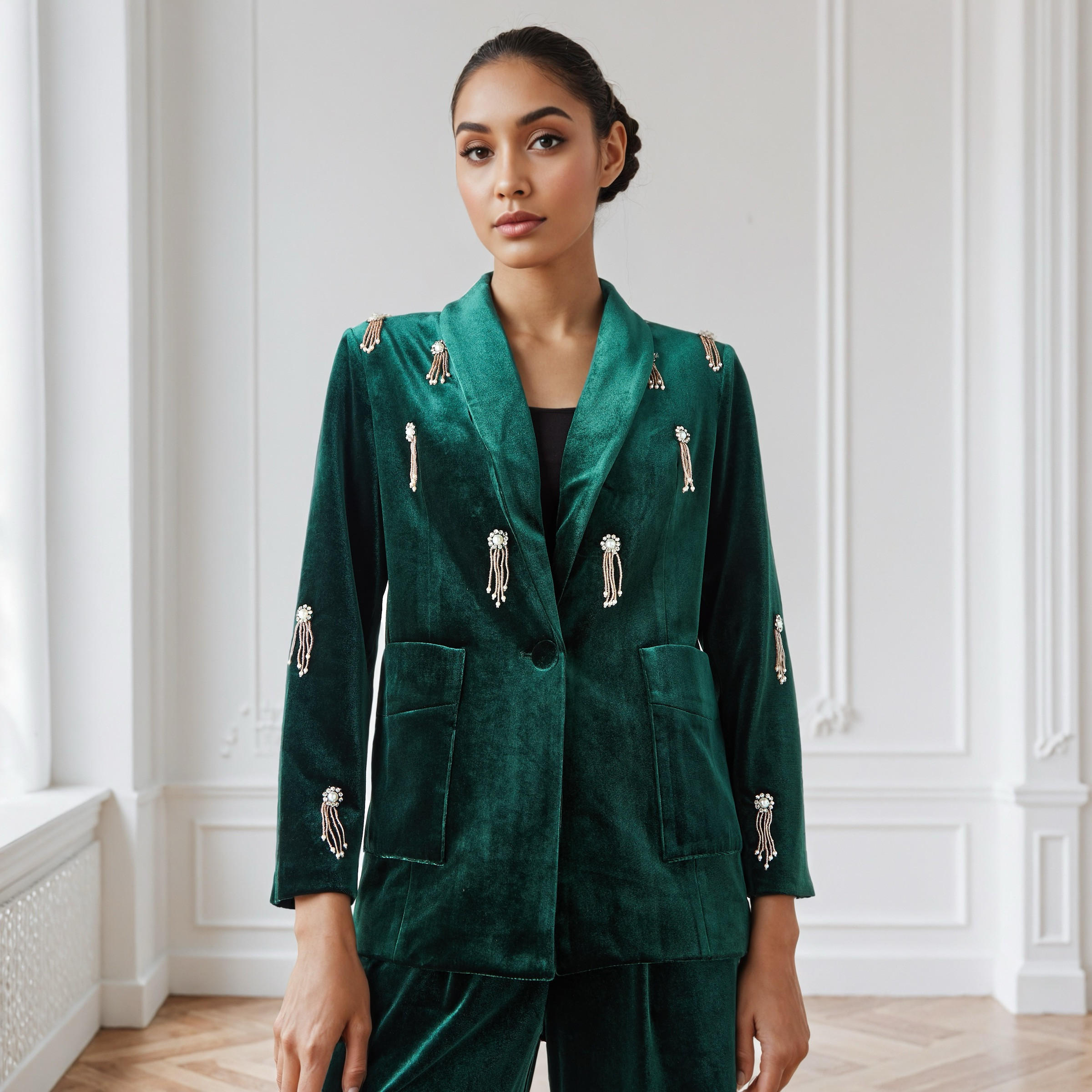 Single Breasted Embellished Blazer with Pockets-women-clothing-coatsandjackets-blazers-image-1