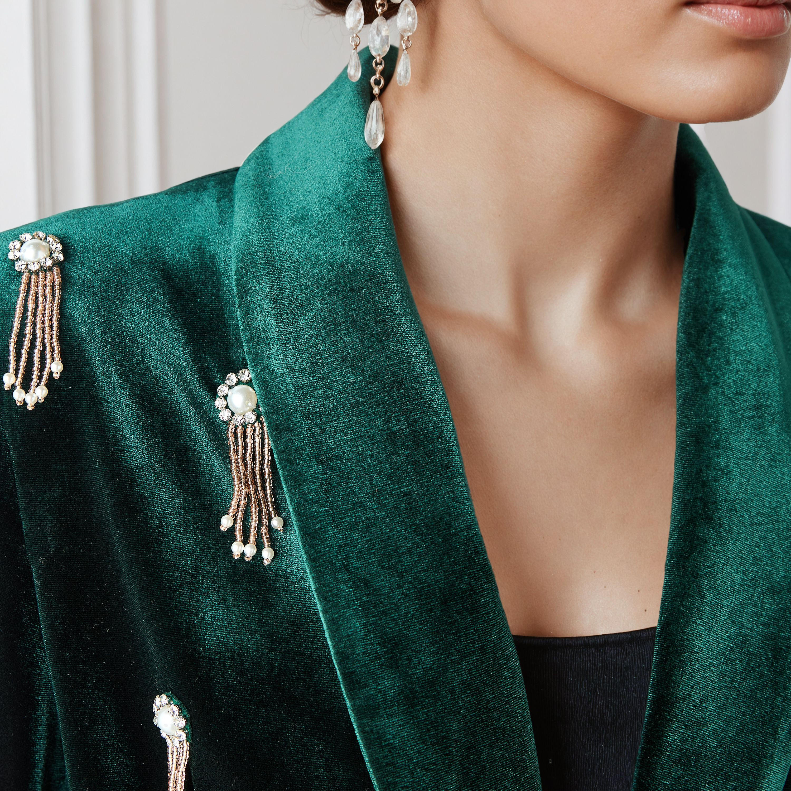 Single Breasted Embellished Blazer with Pockets-women-clothing-coatsandjackets-blazers-image-4