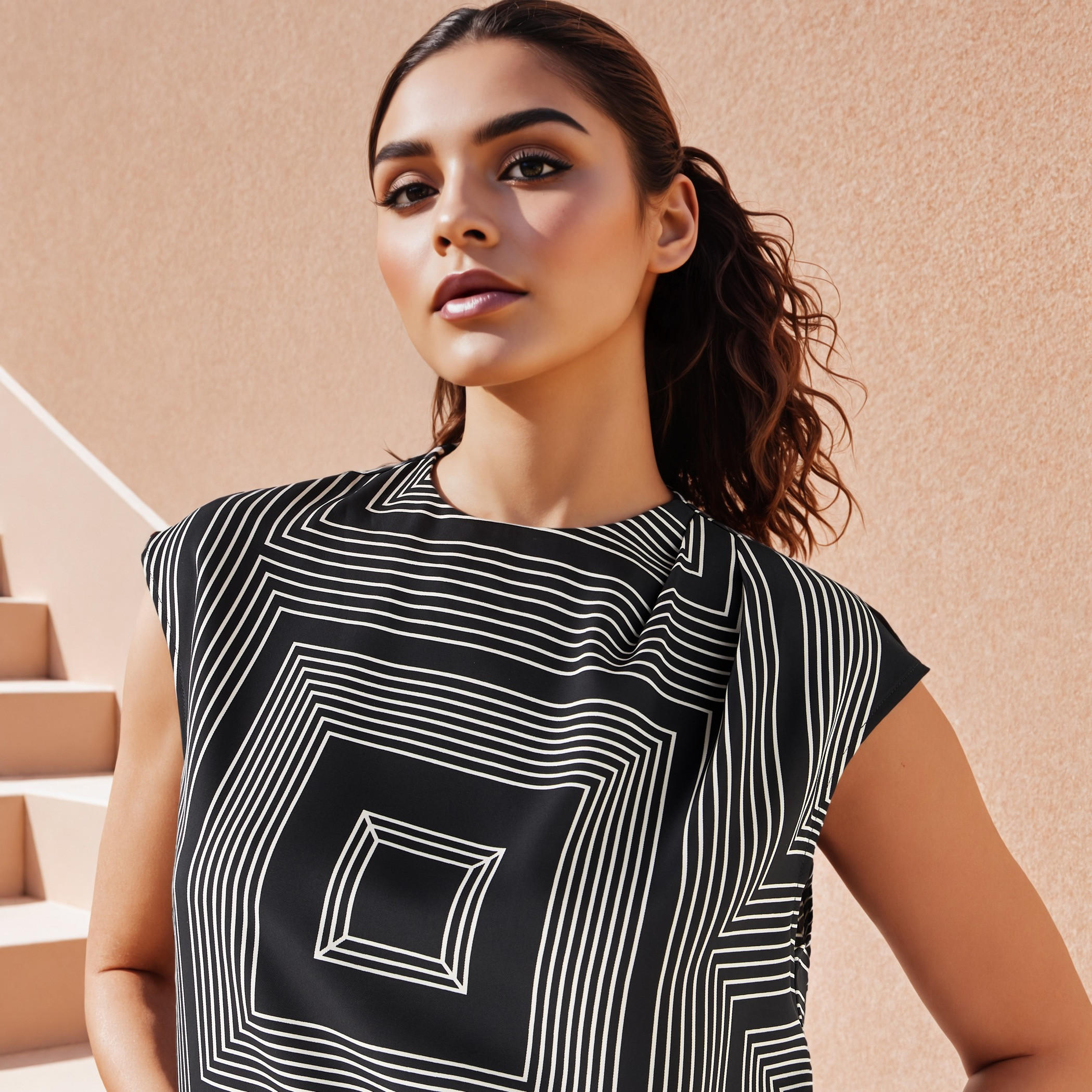Geometric Print Sleeveless Top with High Neck-women-clothing-shirtsandblouses-blouses-image-4