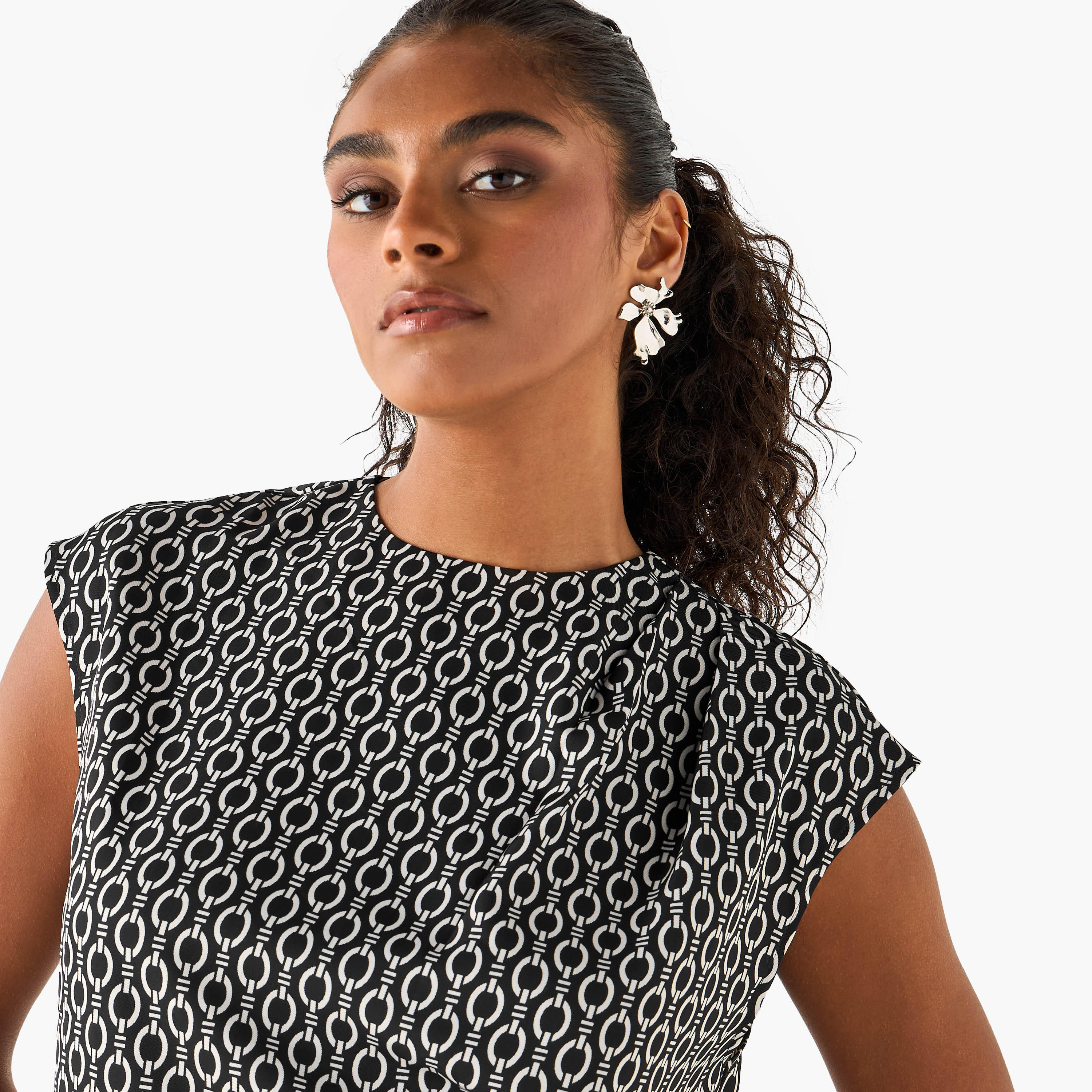 Geometric Print Sleeveless Top with High Neck-women-clothing-shirtsandblouses-blouses-image-4