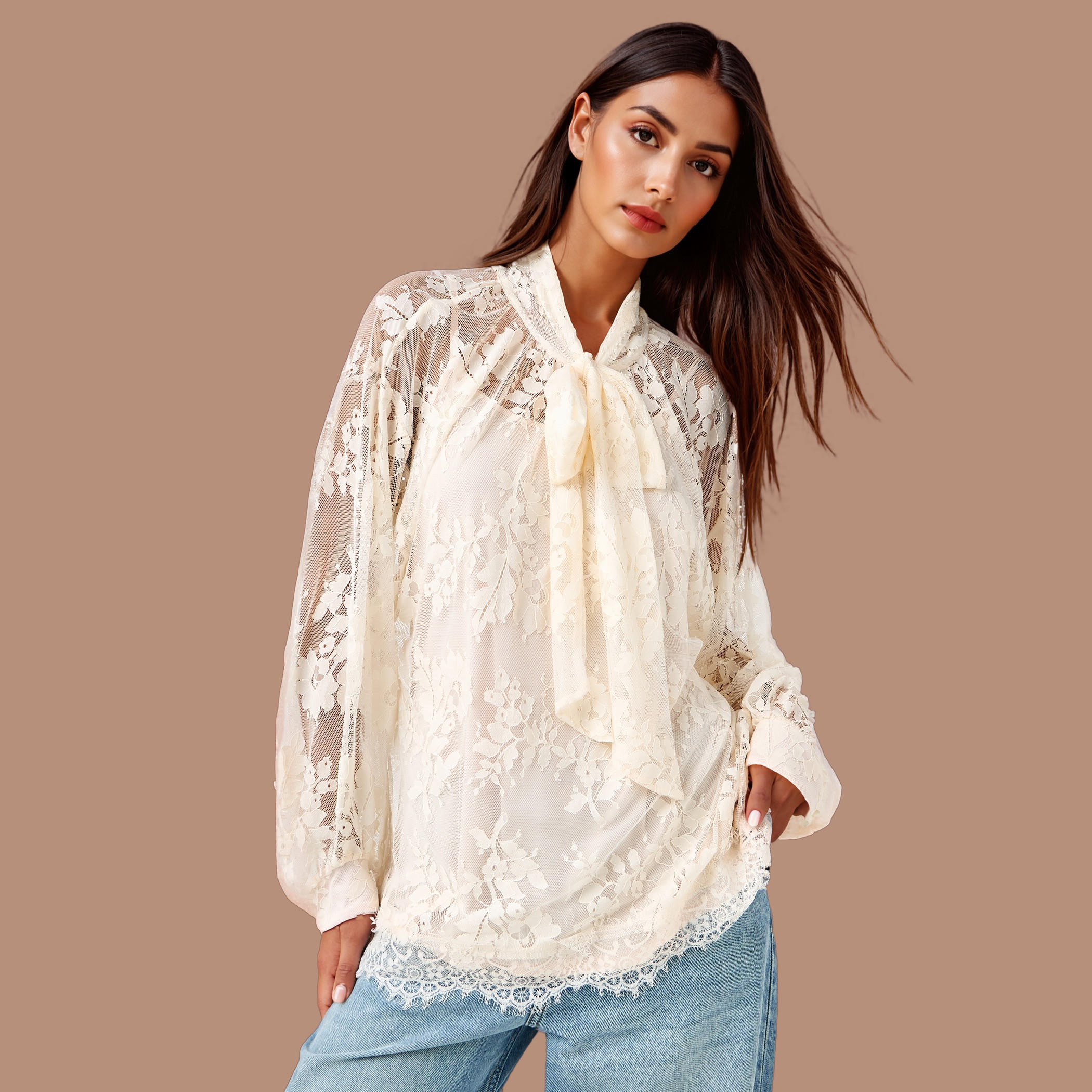 Lace Top with Bow Detail-women-clothing-shirtsandblouses-blouses-image-1