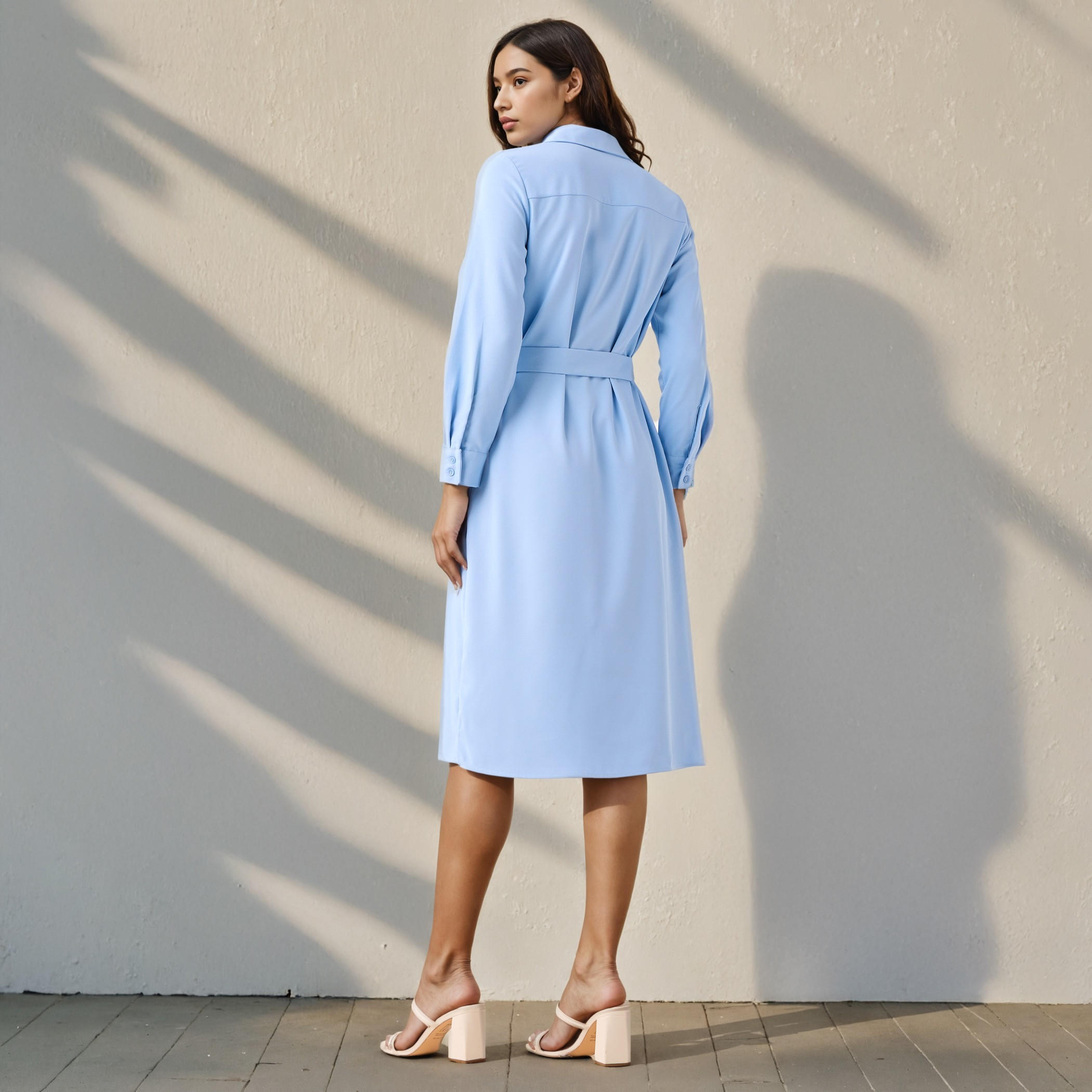 Shirt Dress with Tie-Up Belt and Chest Pockets-women-clothing-dresses-image-3