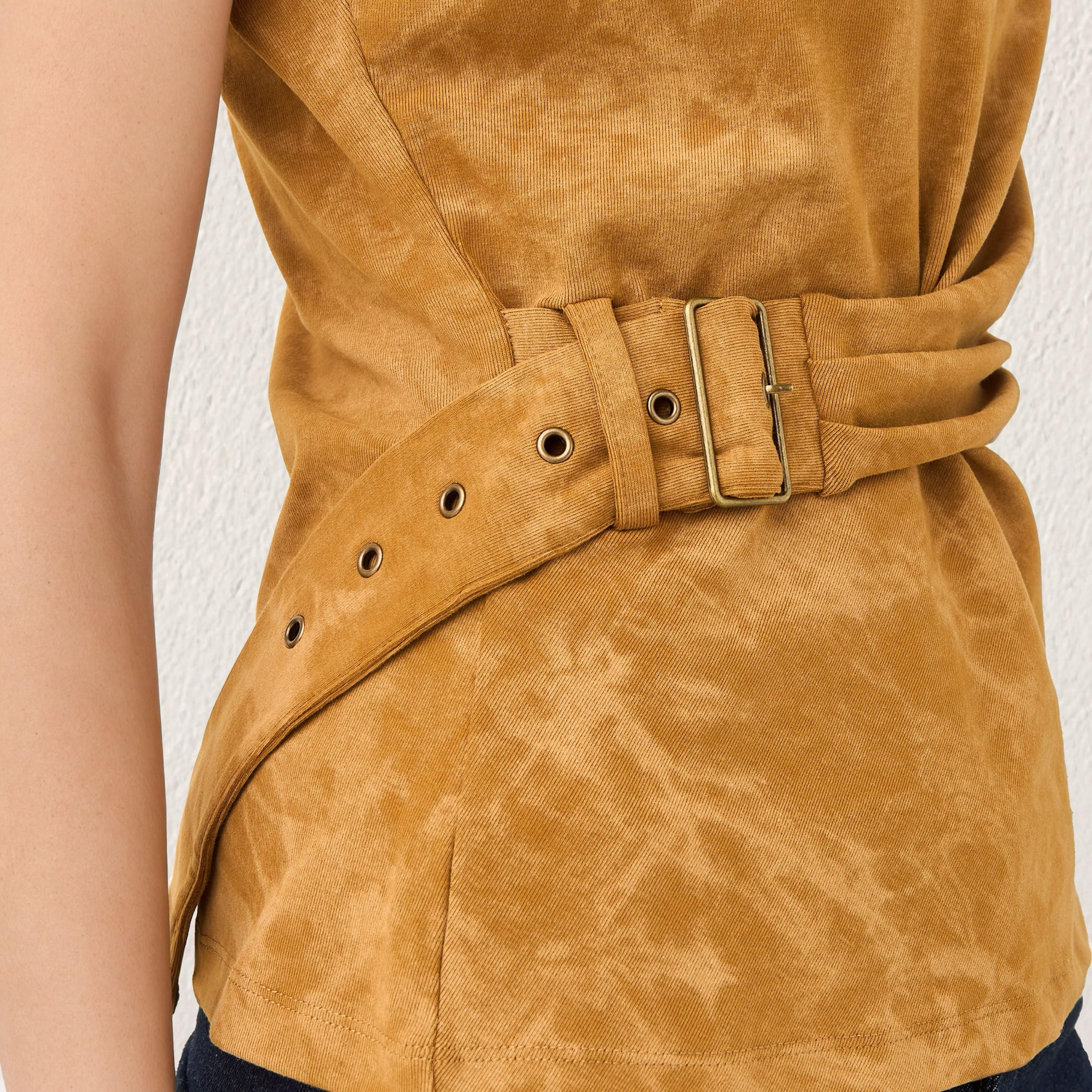 Printed Draped Top with Buckle Accent-women-clothing-shirtsandblouses-blouses-image-4