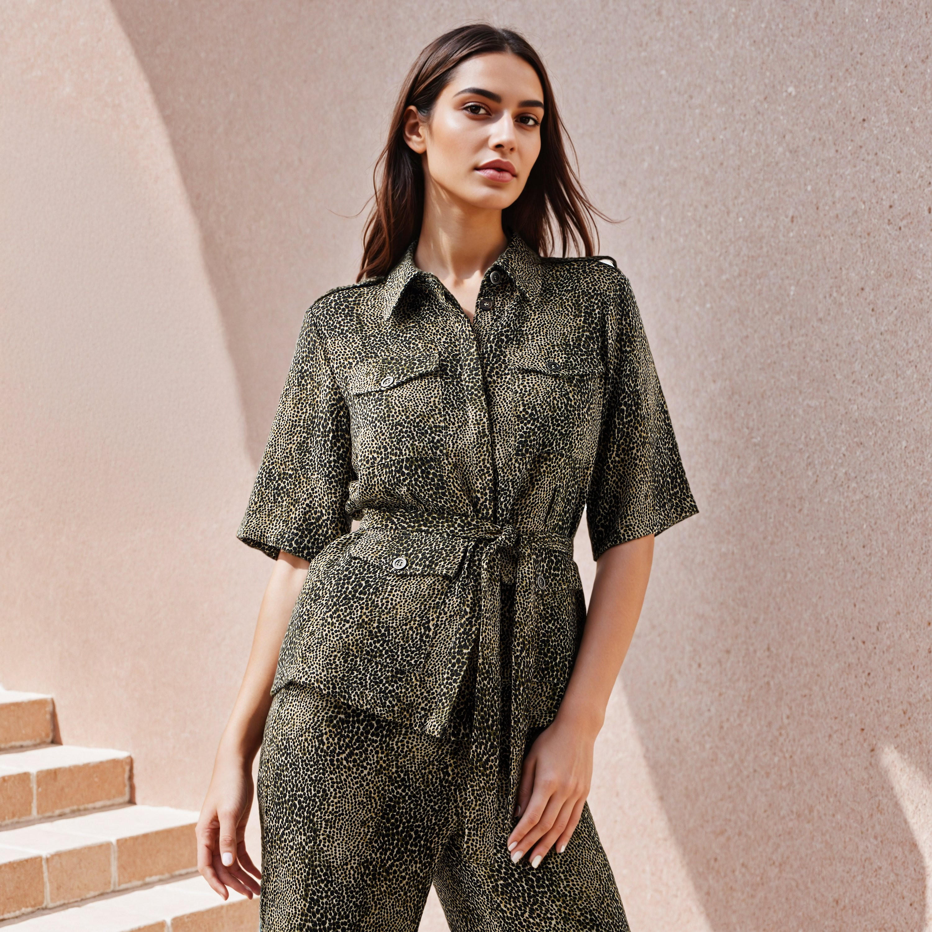 Printed Utility Shirt with Tie-Up Belt-women-clothing-shirtsandblouses-shirts-image-1