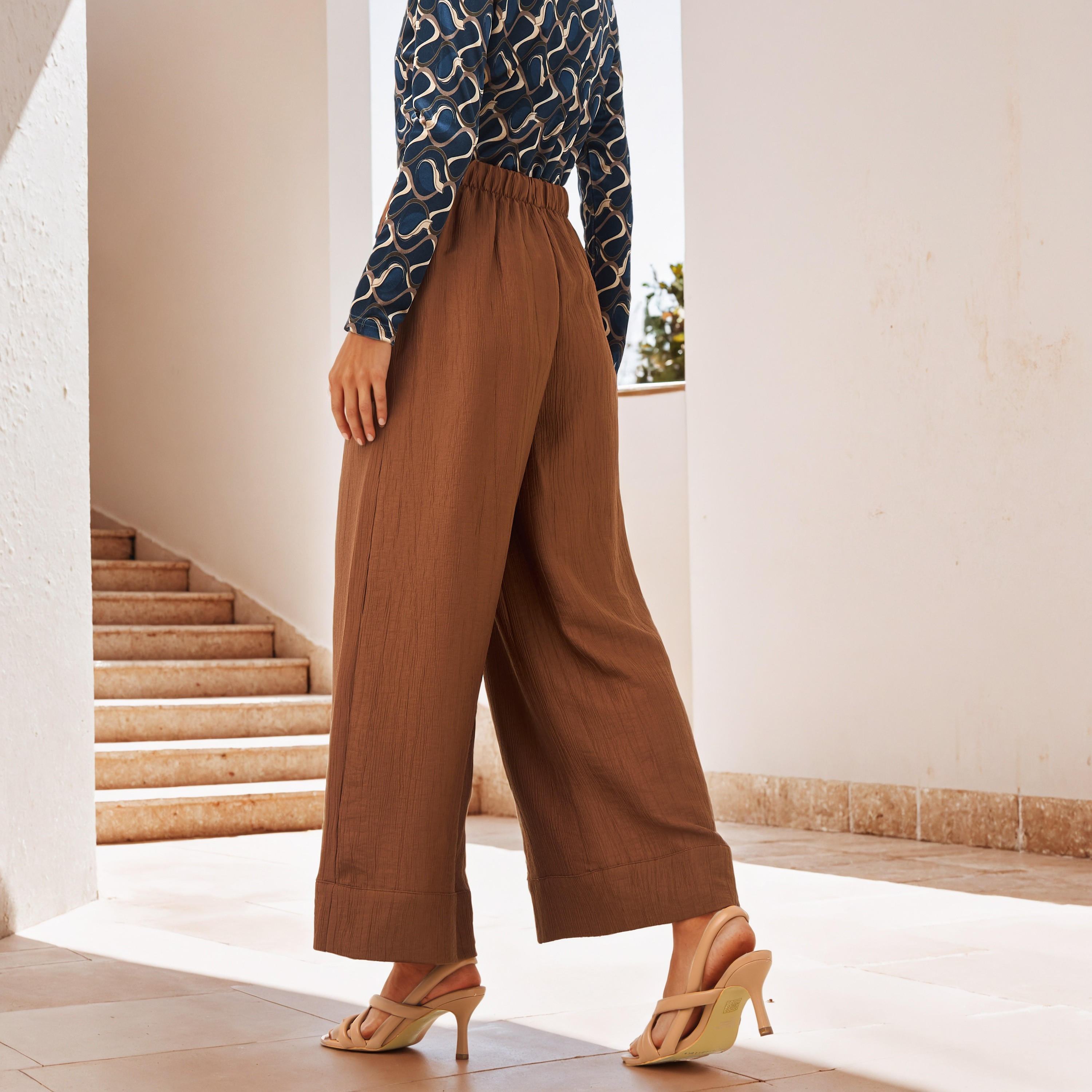 Textured Relaxed Fit Pants-women-clothing-bottoms-trousers-image-3